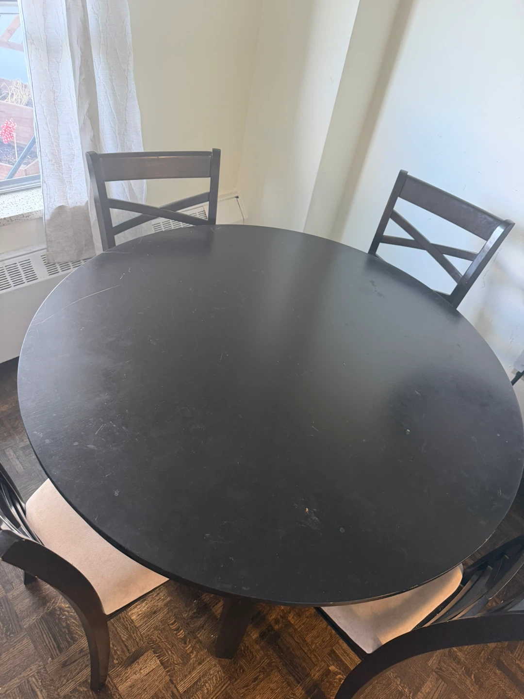 Dark Round Dining Table with 4 Chairs - photo 2
