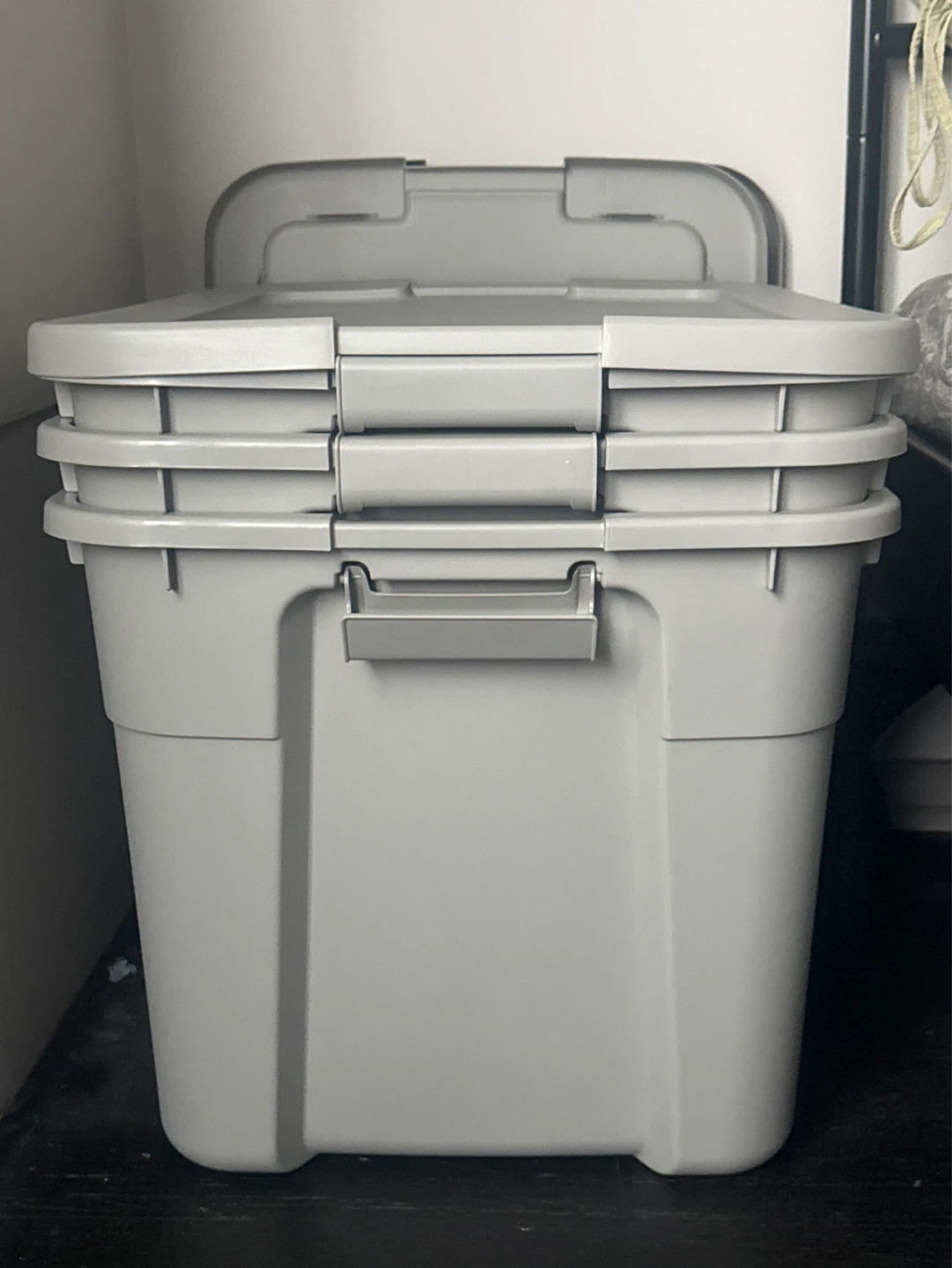 Gray Storage Bin with Lid