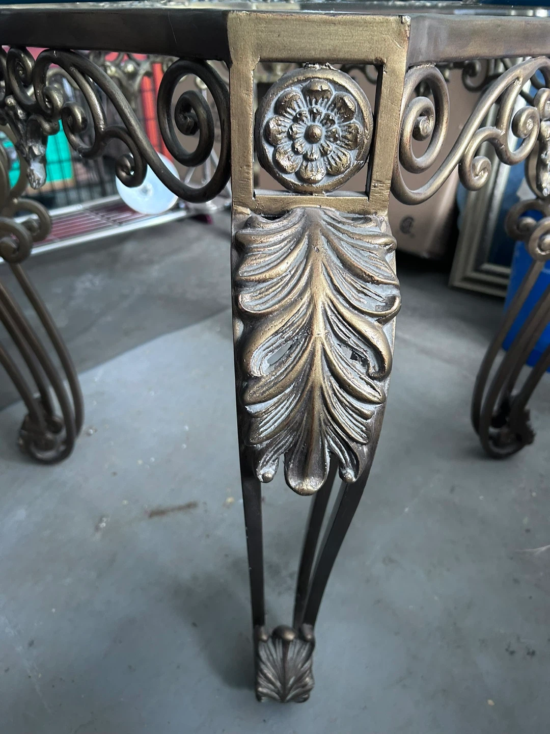 Ornate Metal and Glass Accent Table - photo 2