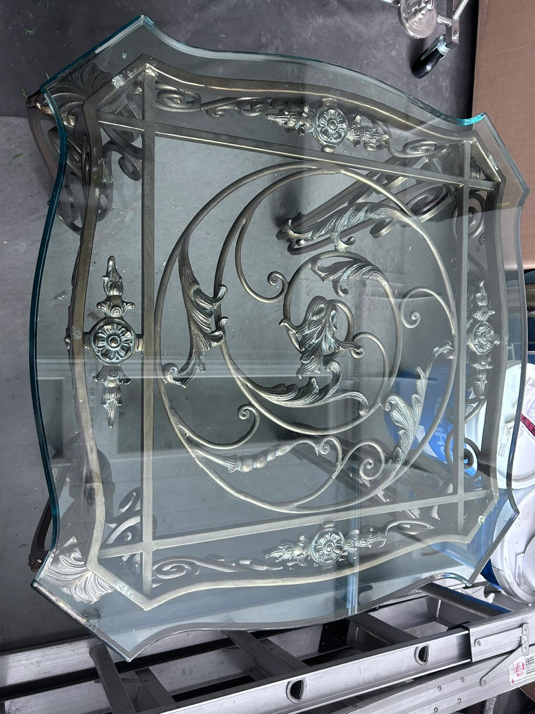 Ornate Metal and Glass Accent Table - photo 3