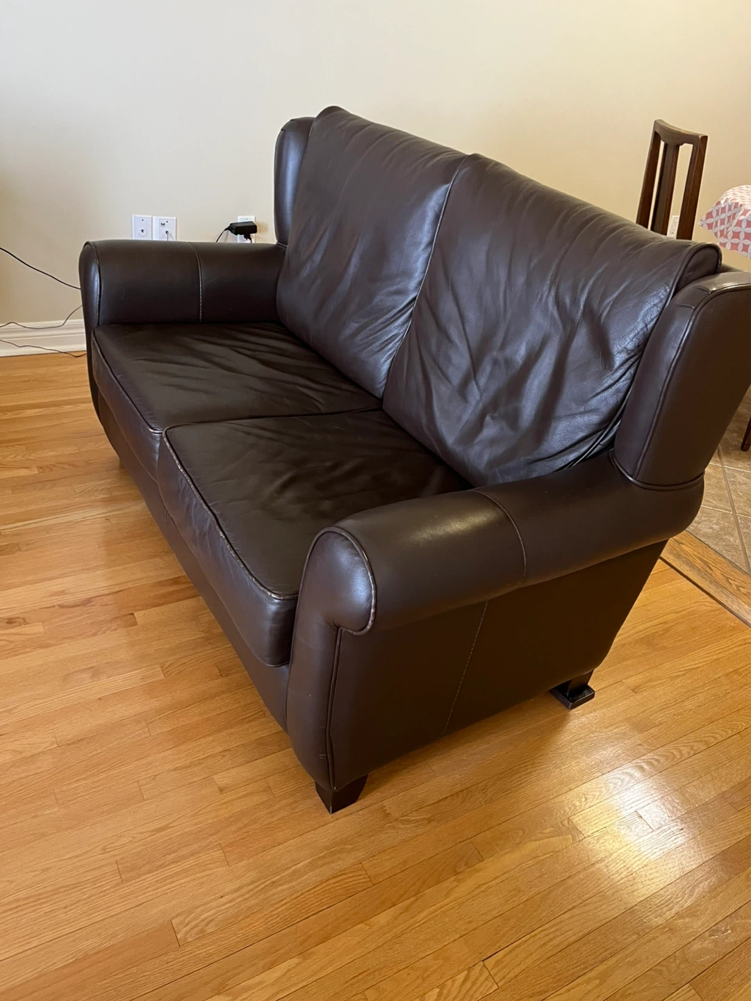 Two Dark Brown Leather Loveseat - photo 3