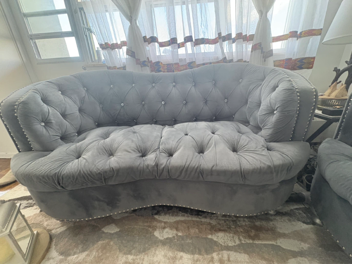 Grey Tufted Loveseat Sofa - photo 4