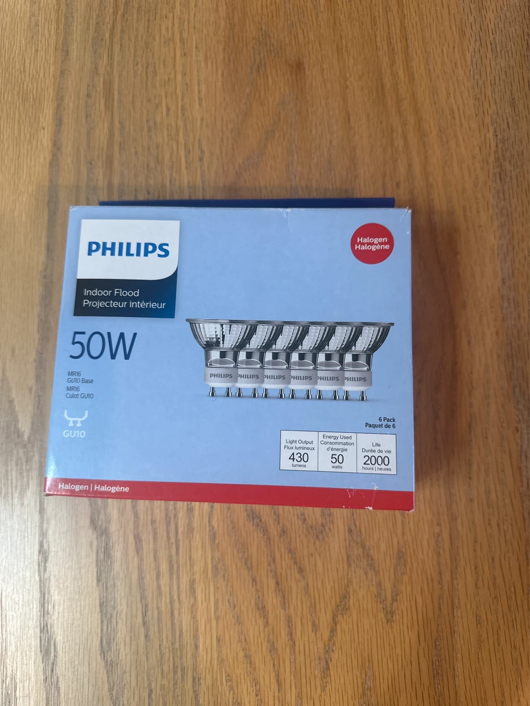Philips 50W Indoor Flood Halogen Bulbs - 6 Pack