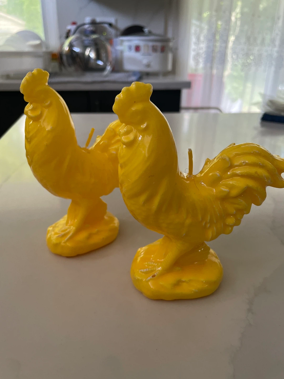 2 Yellow Rooster Candles, unused