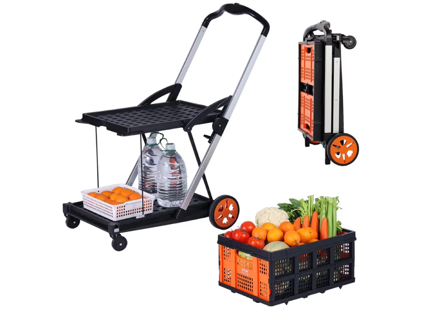 VEVOR Folding Shopping Cart with Collapsible Baskets - photo 3