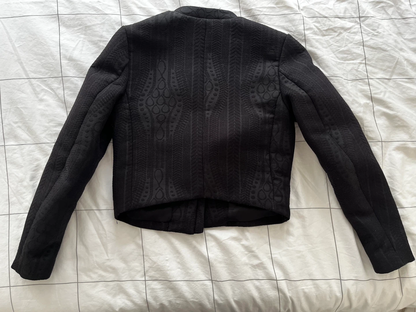 H&M Black Textured Cropped Jacket - photo 3