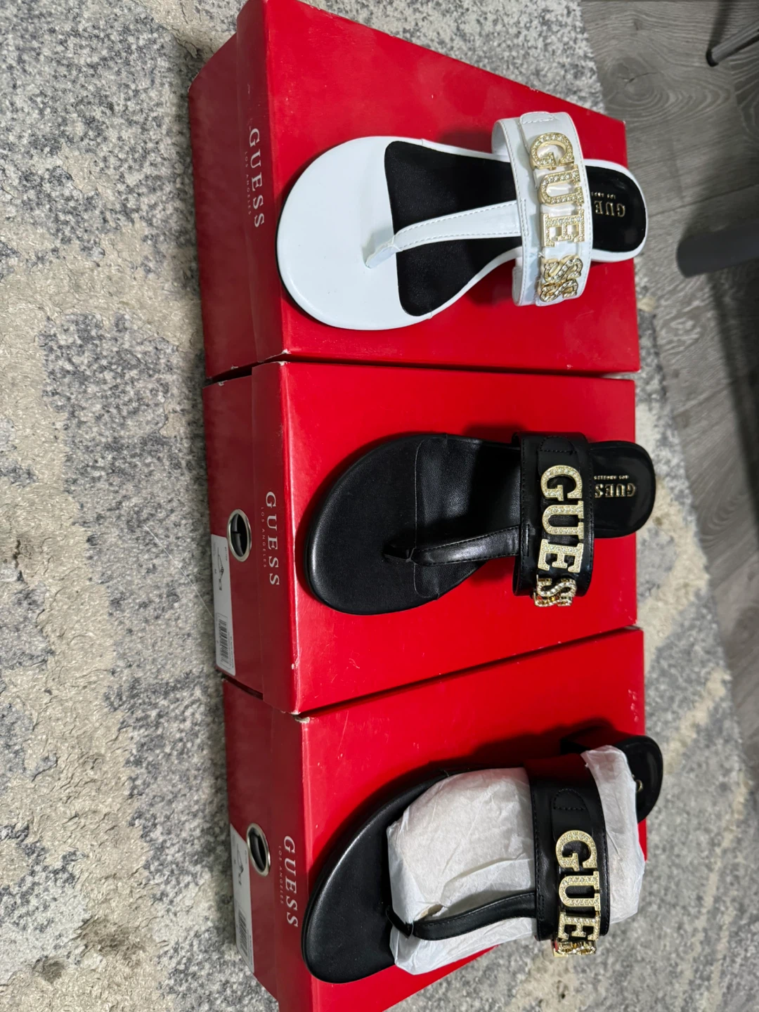 Guess Sandals - White and Black Authntic