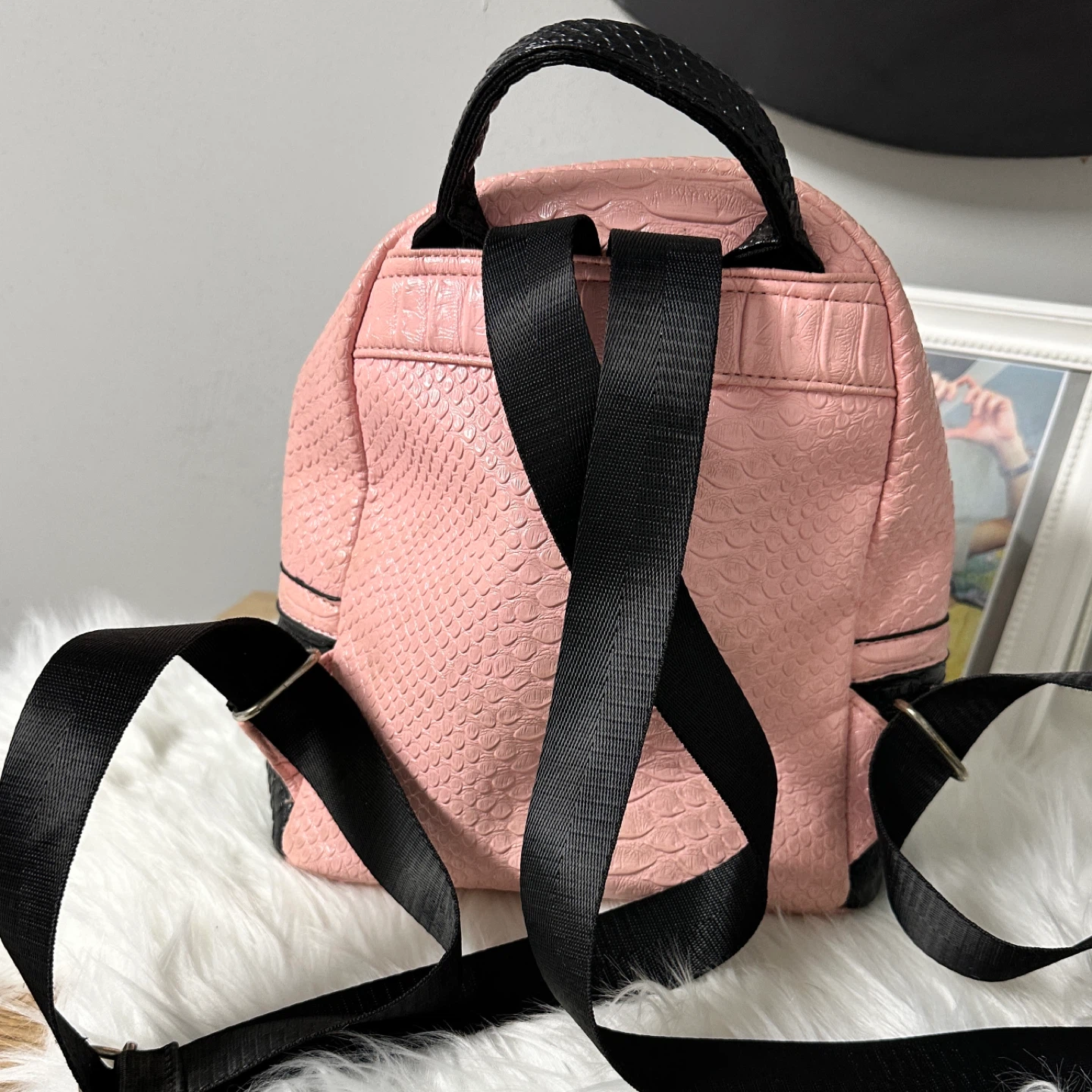 Pink & Black Studded Mini Backpack - photo 2