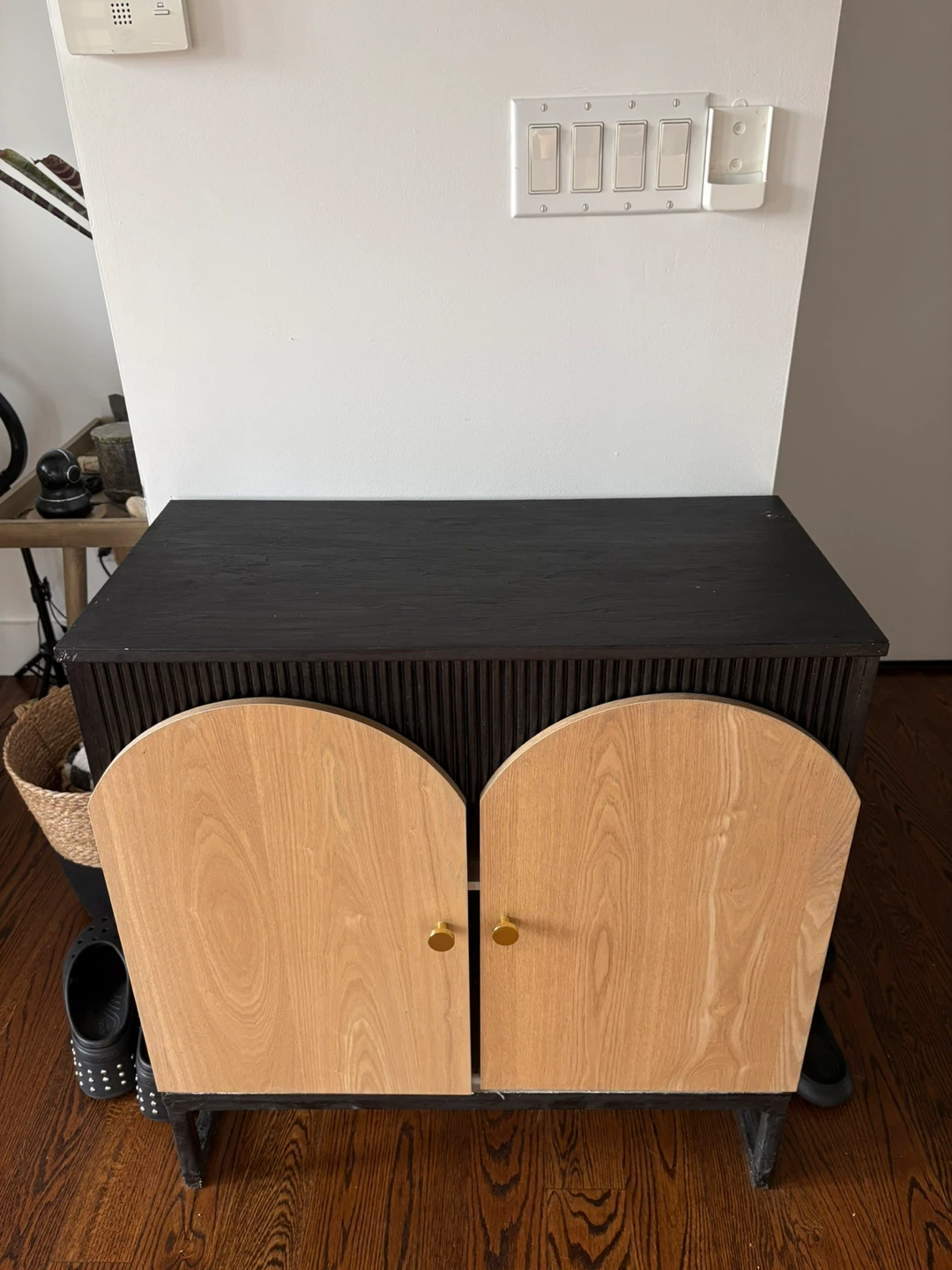 Black Cabinet with Arched Wooden Doors - photo 2