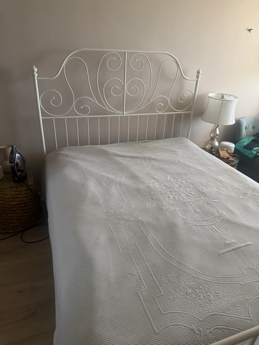 White Metal Headboard $100