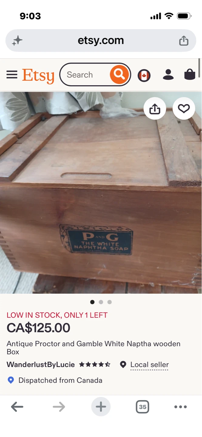 Antique P&G The White Naphtha Soap Wooden Box