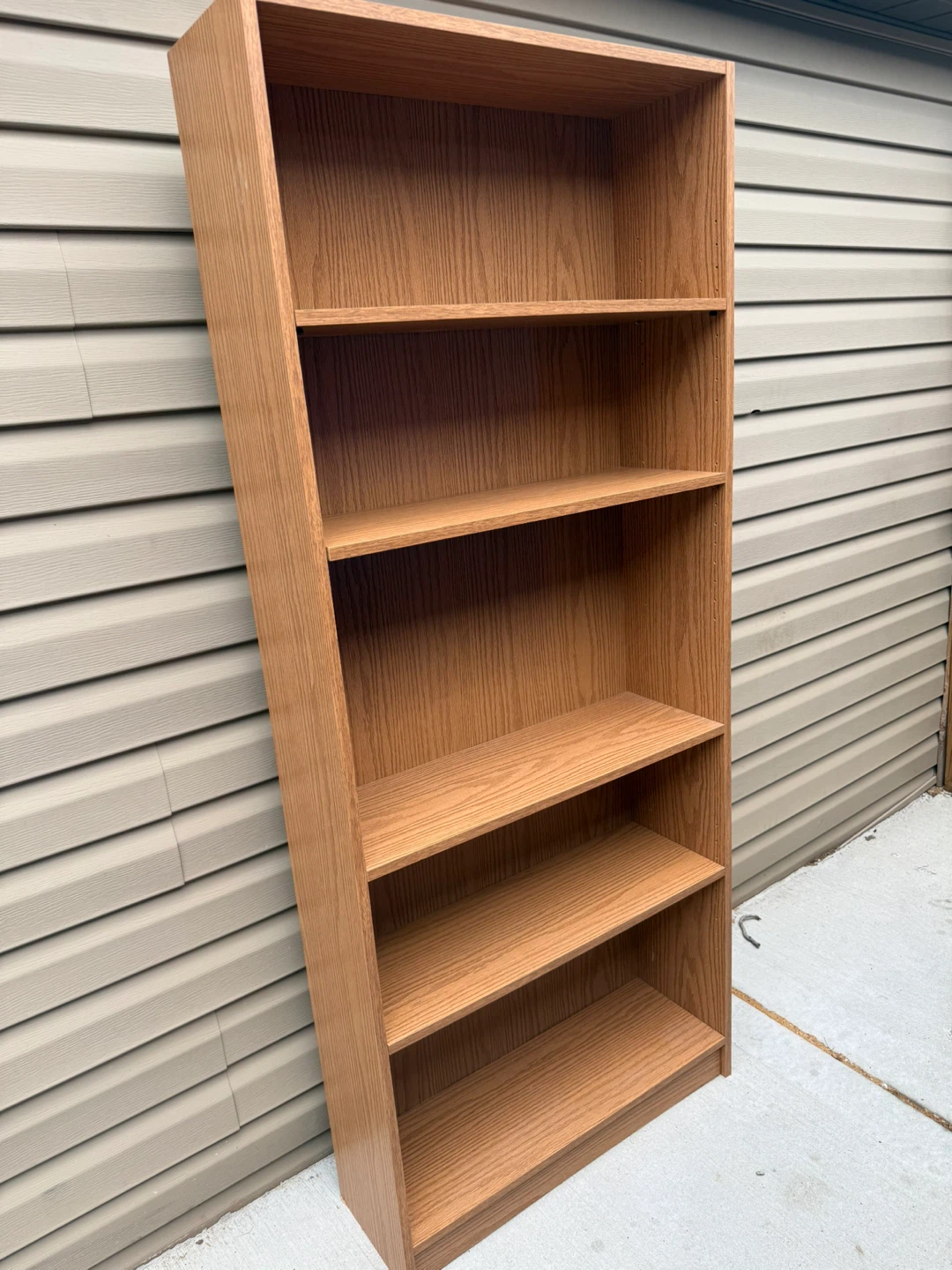 Oak Finish 5-Shelf Bookcase