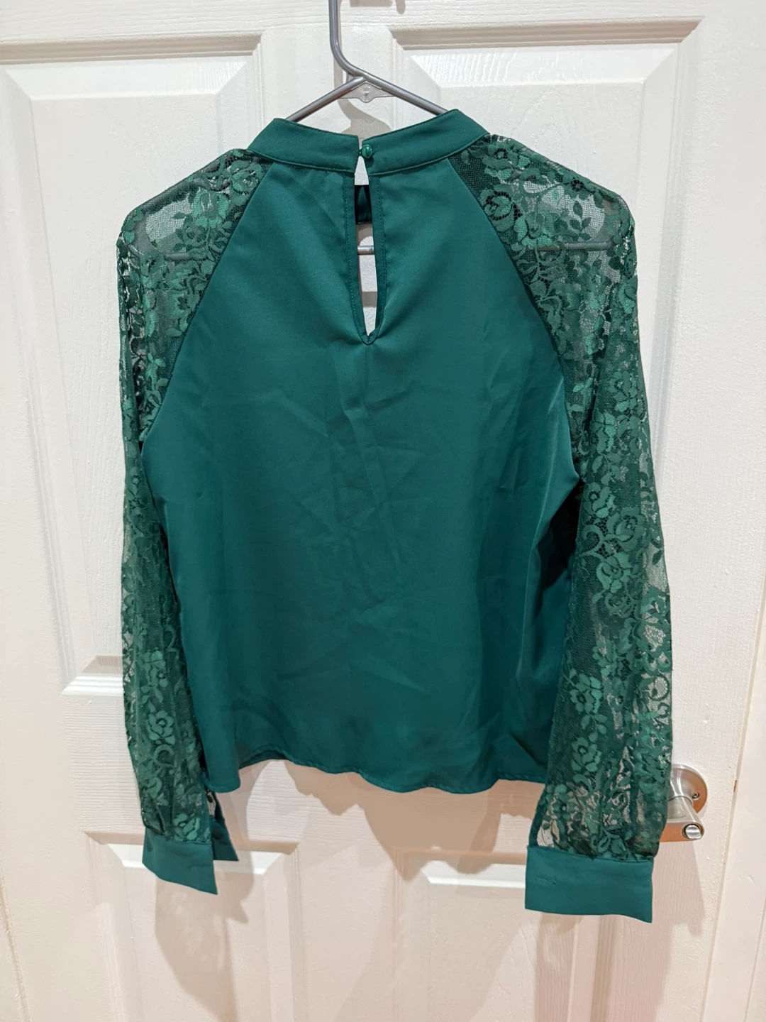SHEIN Green Lace Sleeve Blouse- size S - photo 2