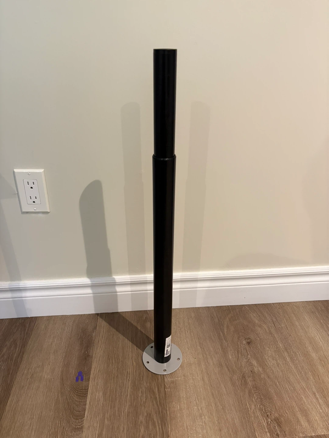 Adjustable Black Metal Pole with Base