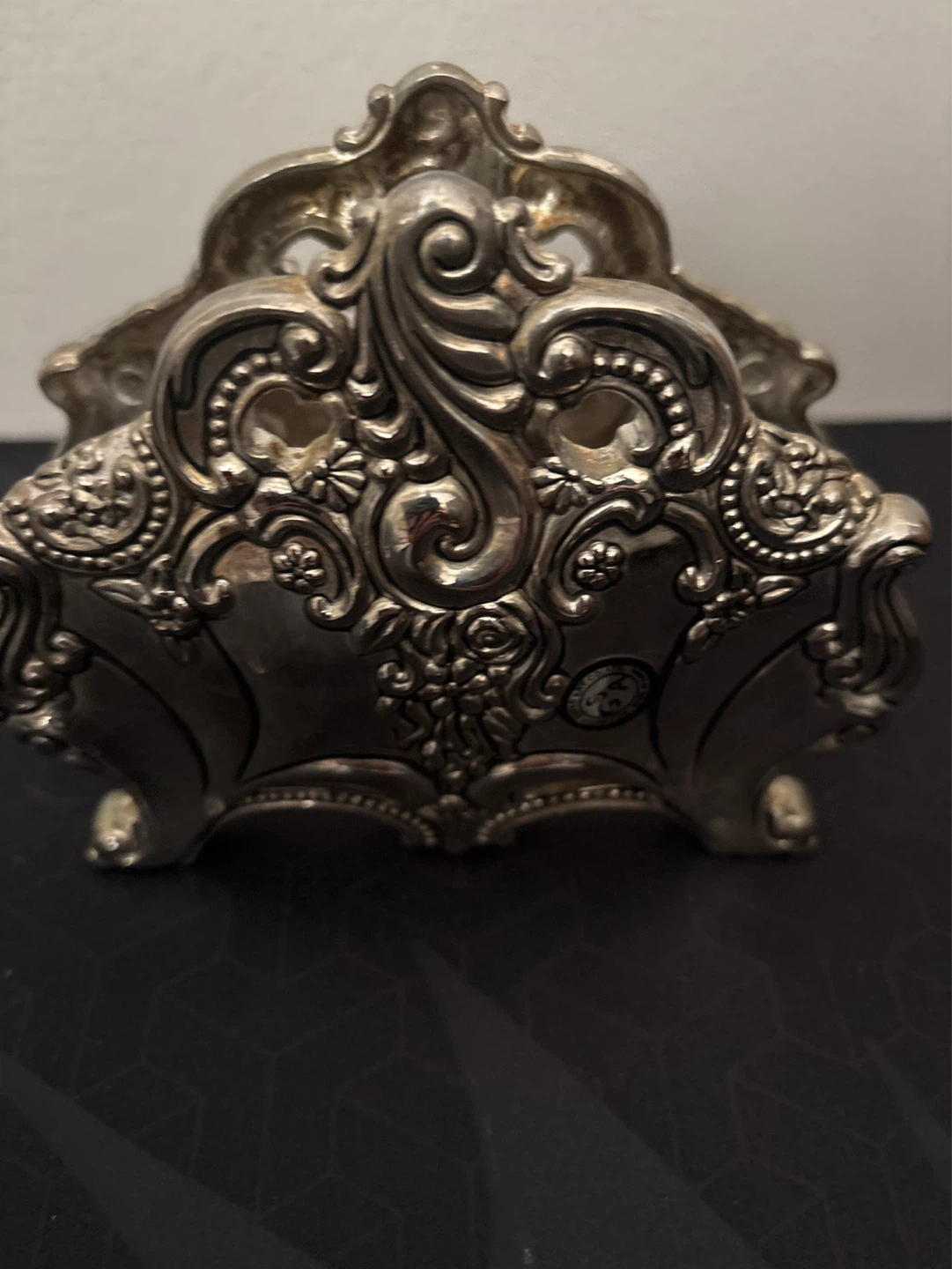 Vintage Ornate Silver Plated Napkin Holder - photo 3
