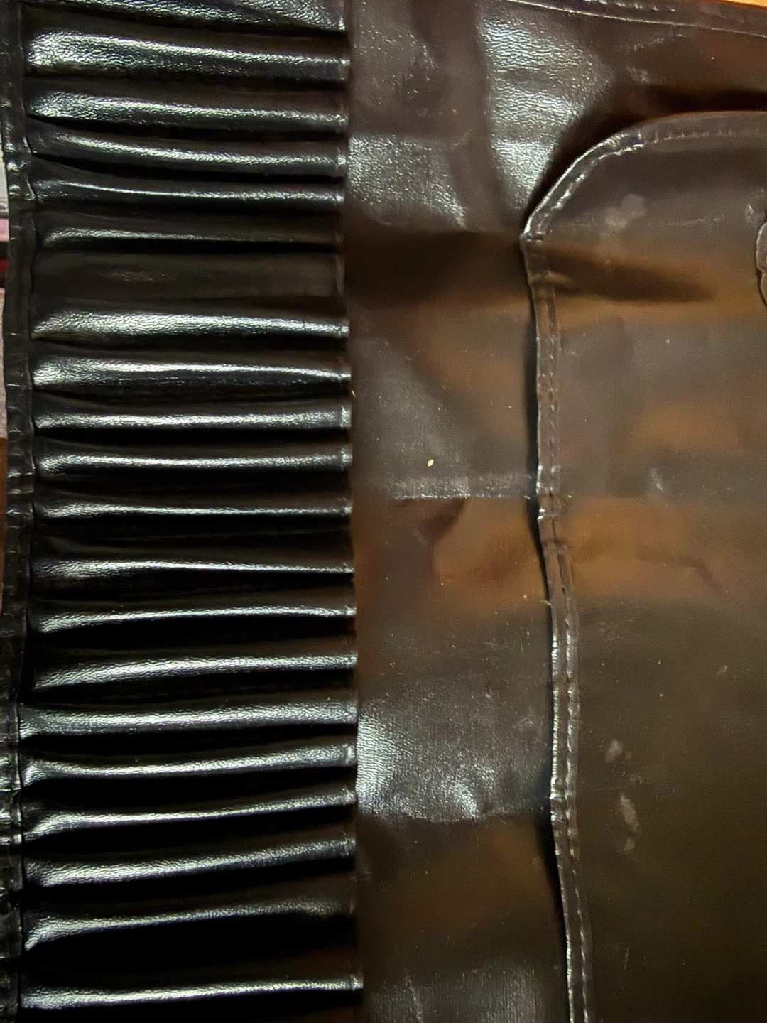 Black Faux Leather Makeup Brush Roll Holder - photo 2