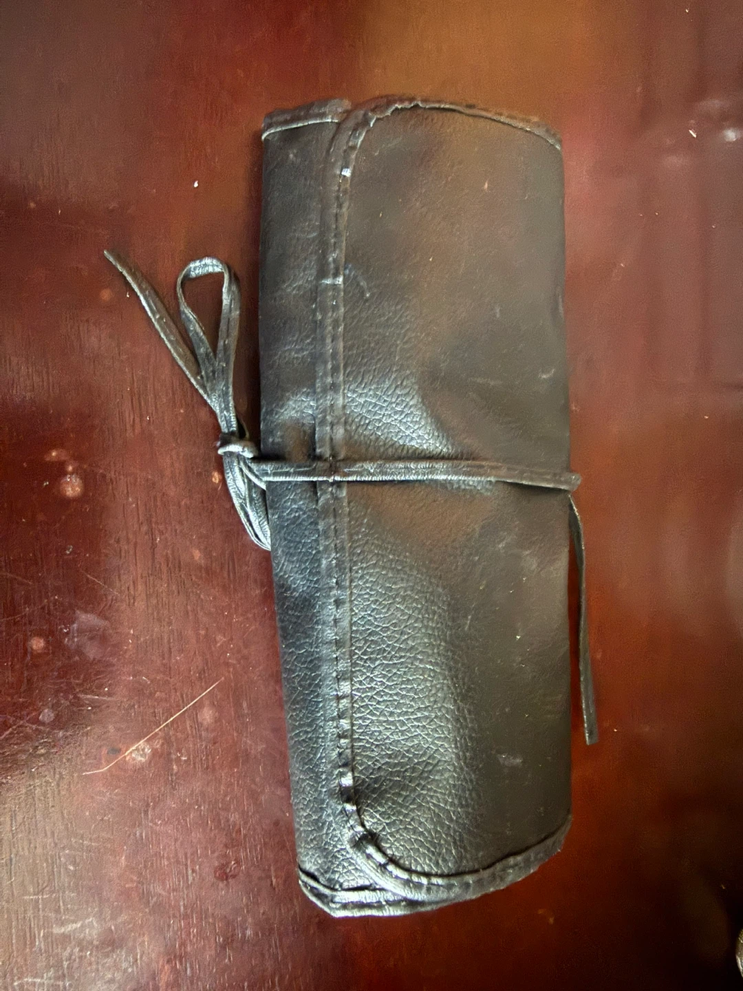 Black Faux Leather Makeup Brush Roll Holder