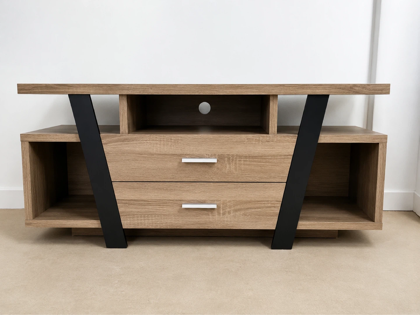 Modern TV Stand with Drawers and Shelves
