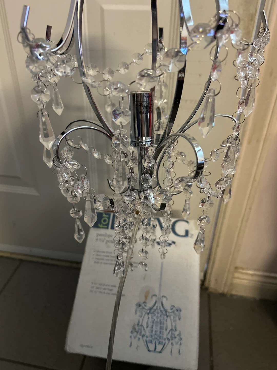 Chrome Chandelier Pendant Light with Crystal Accents - photo 2