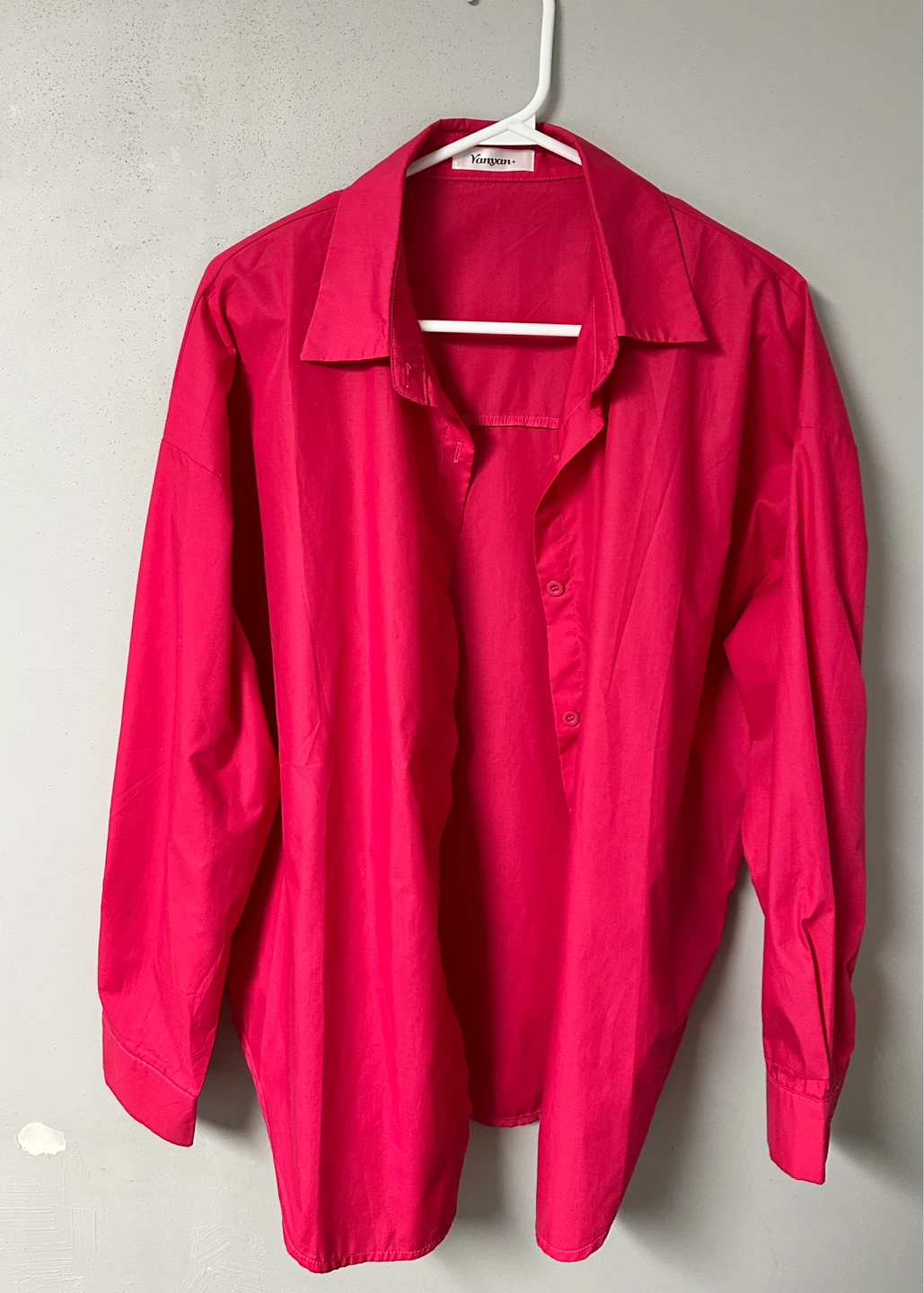 Yanyan Oversized Button-Up Shirt - Hot Pink