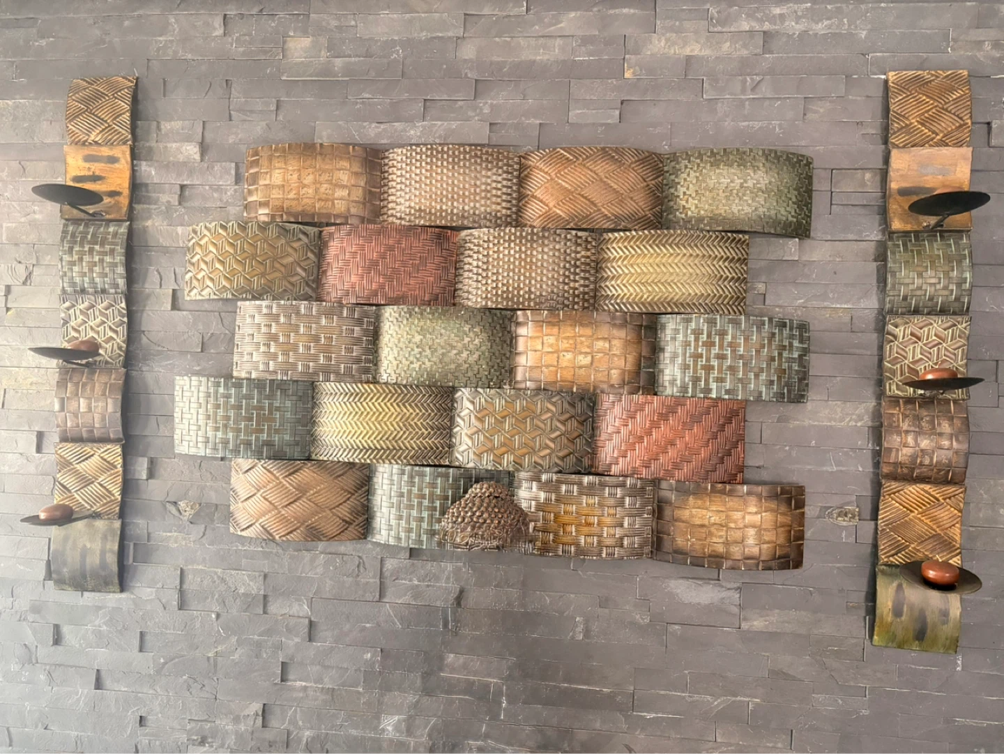 Metallic Wall Art 3 piece set - Metal Woven Design