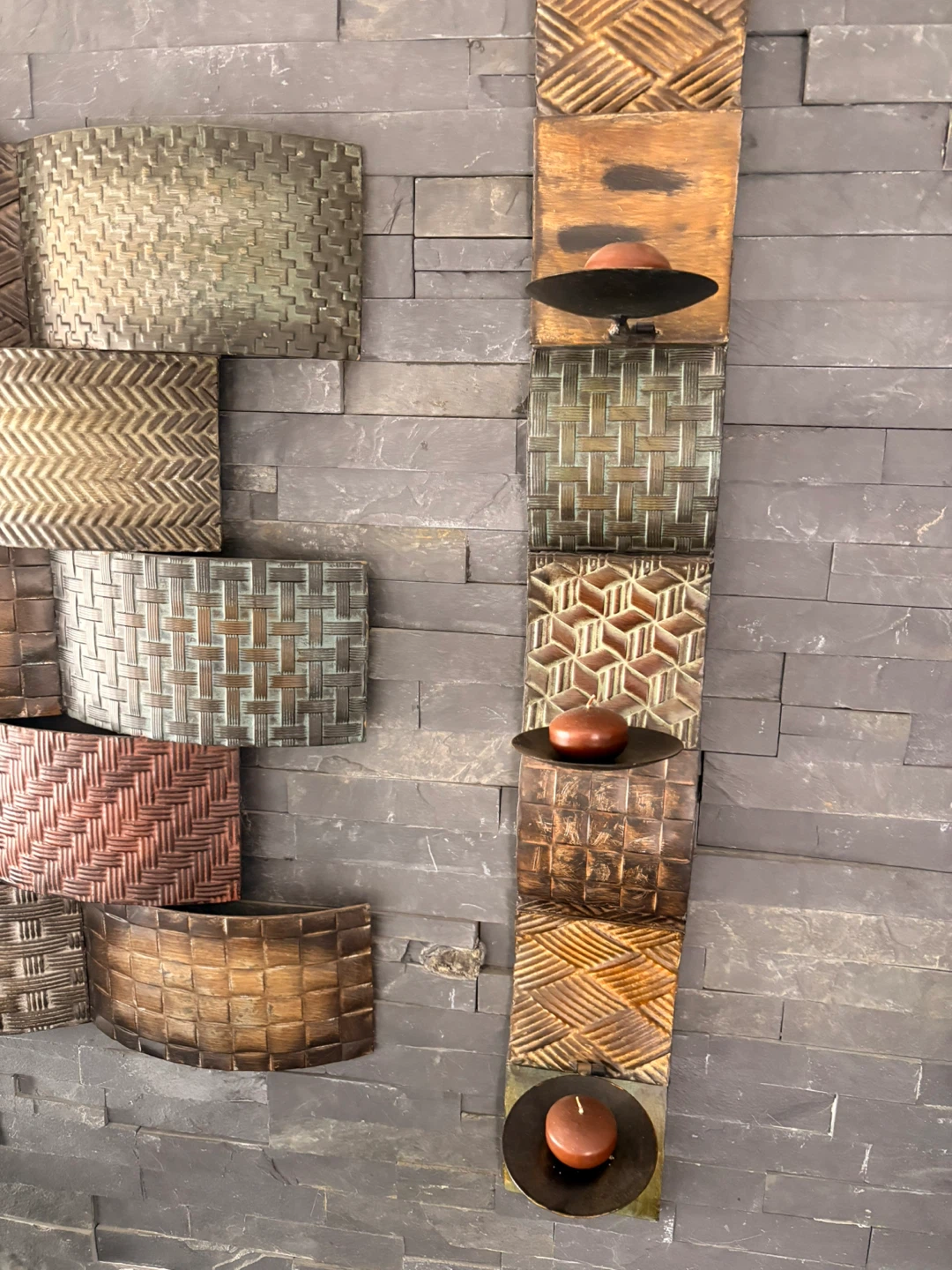 Metallic Wall Art 3 piece set - Metal Woven Design - photo 3