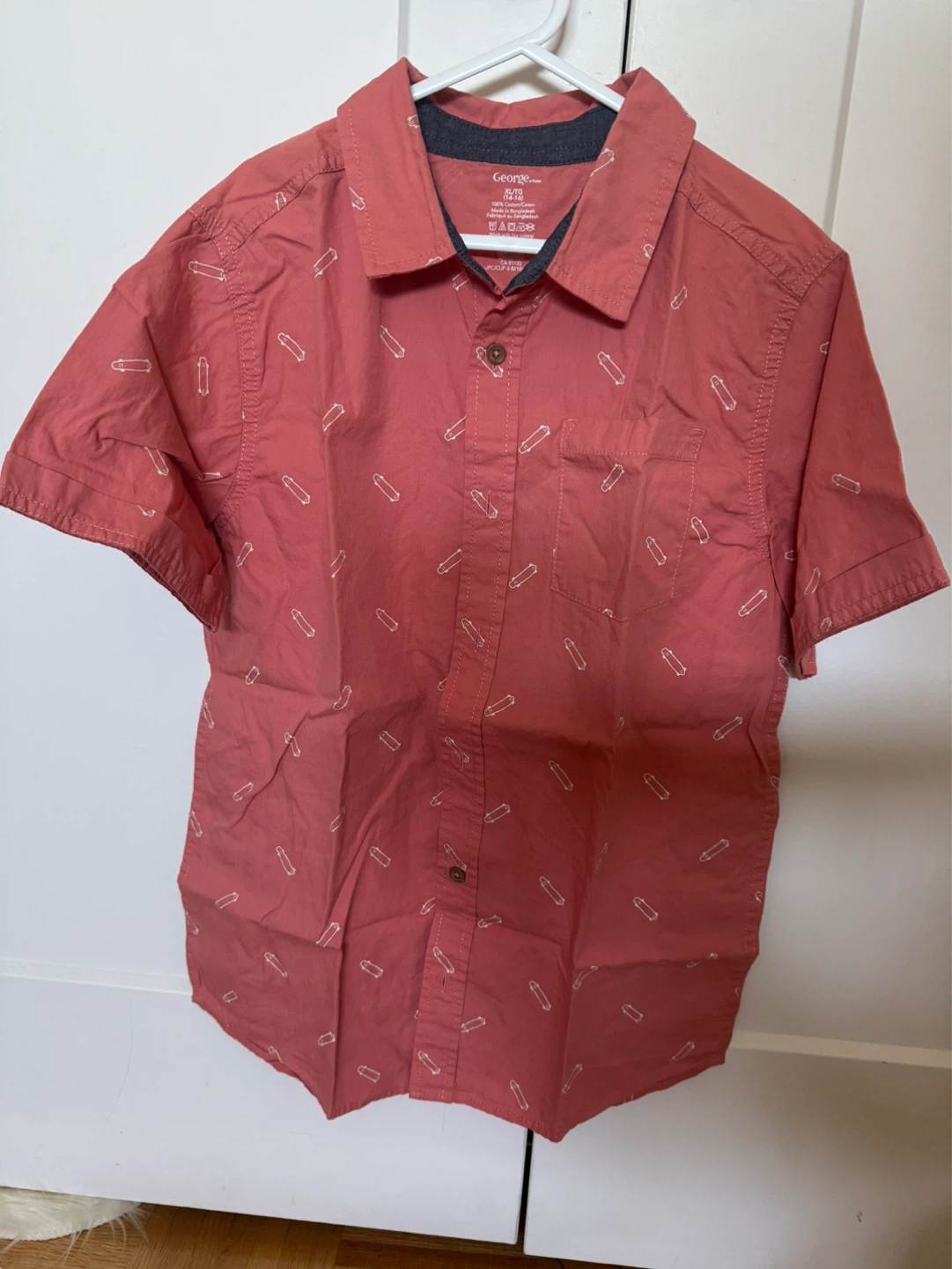 George Boys' Short Sleeve Shirt - Skateboards Print - XL (14-16)