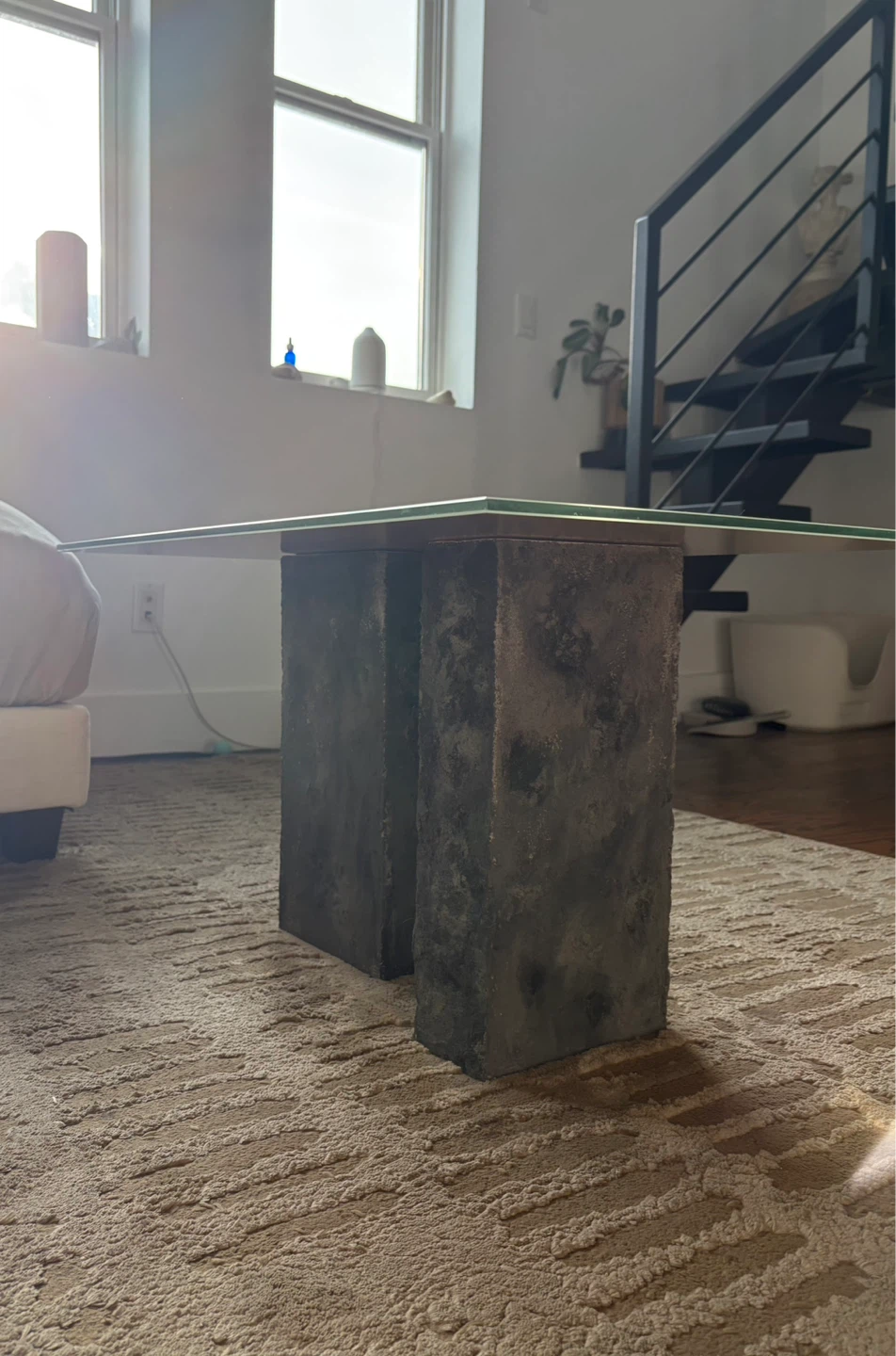 Glass Coffee Table with Stone Legs - photo 5