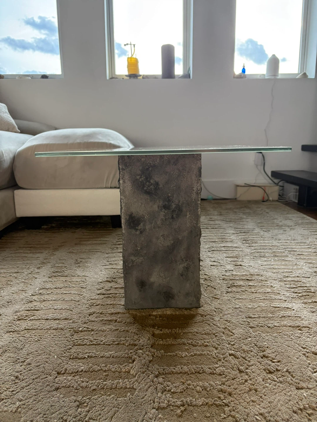 Glass Coffee Table with Stone Legs - photo 4