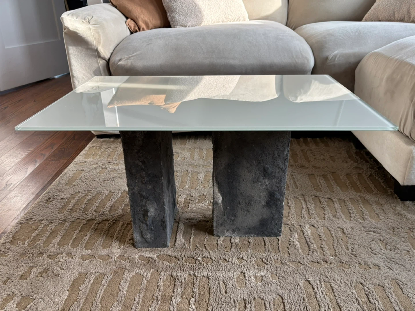 Glass Coffee Table with Stone Legs - photo 2
