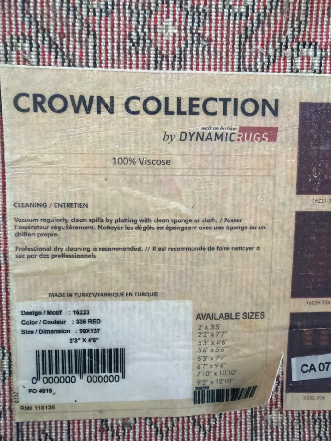 Crown Collection 3'3" x 4'6" Red Viscose Rug - photo 2