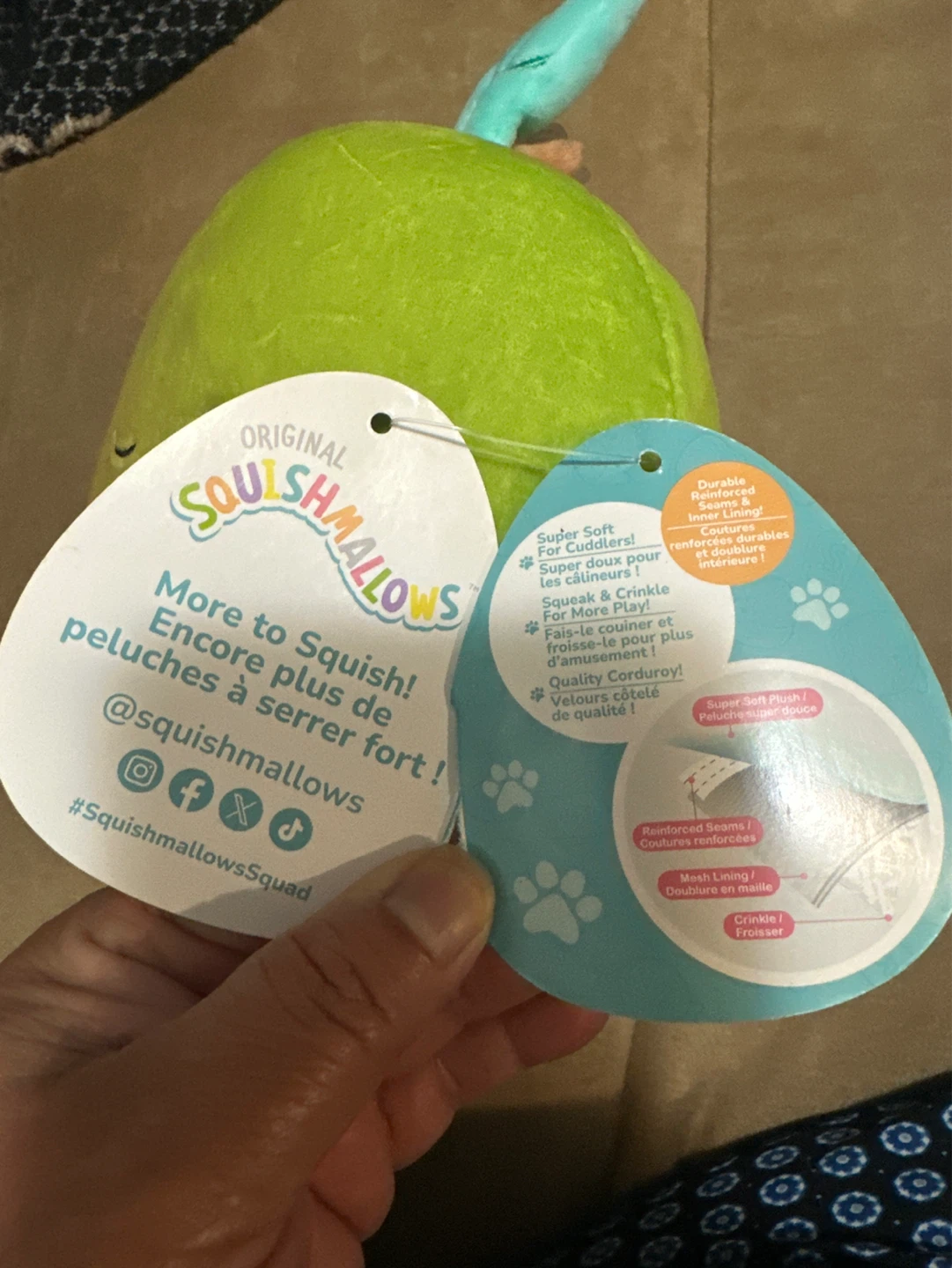 Squishmallows "Olexa" Pear Squeaky Dog Toy - photo 3