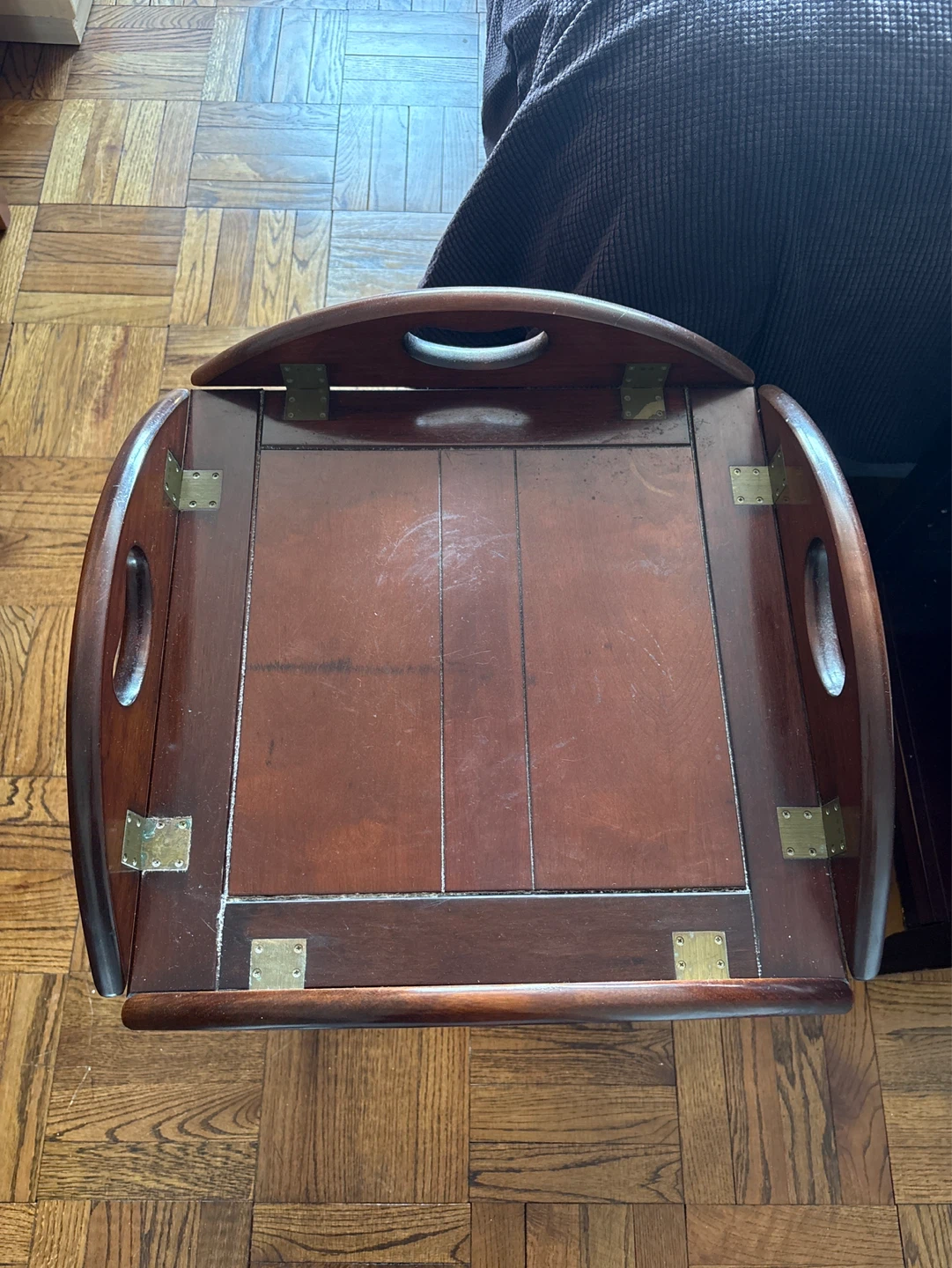 Set of 2 Wooden TV Tray Tables with Handles - photo 2