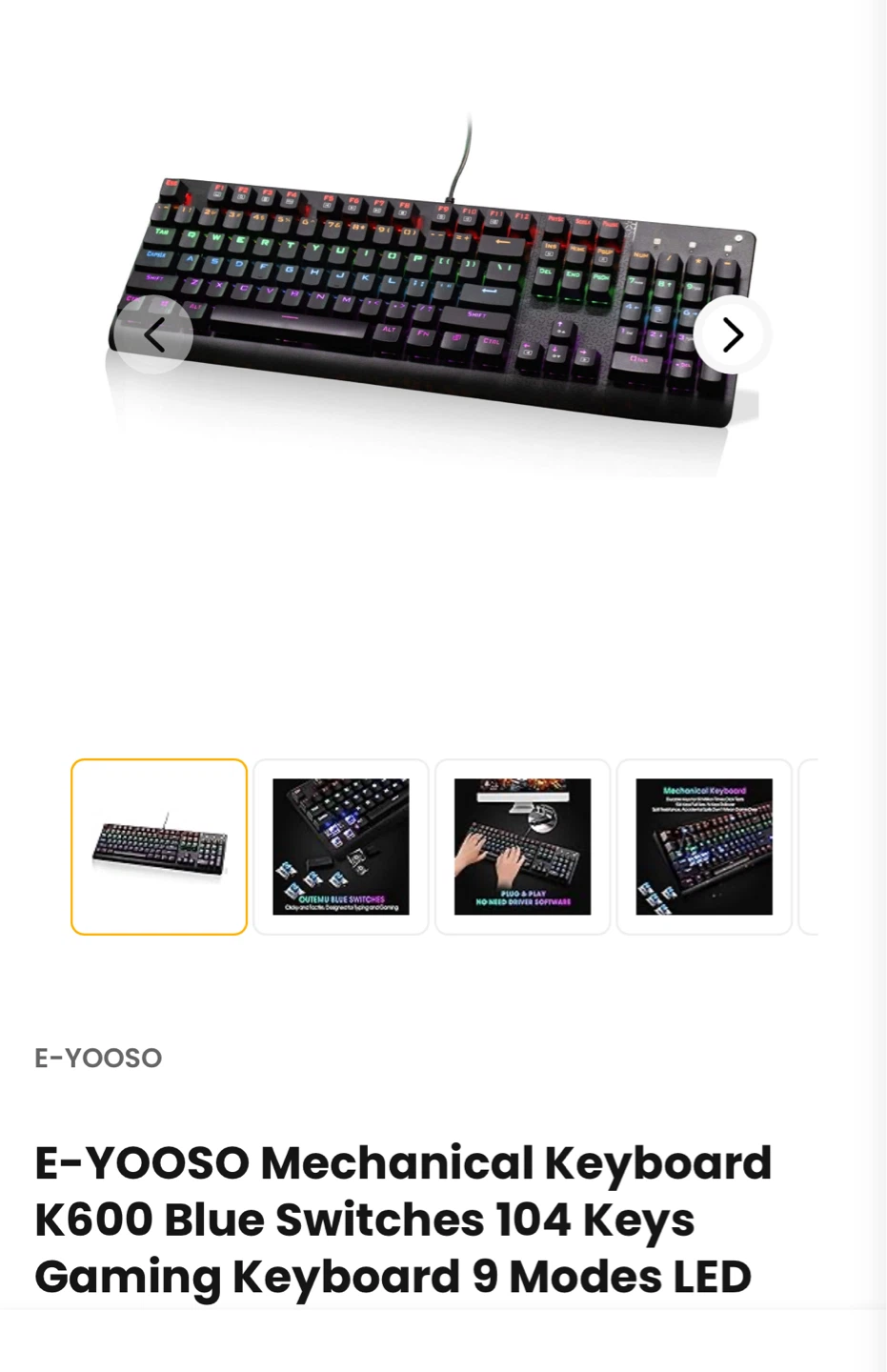 E-YOOSO K600 Mechanical Keyboard Blue Switches 104 Keys LED - photo 3