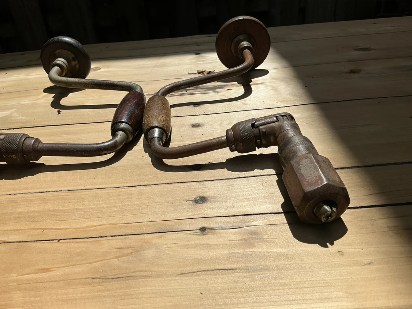 Two Vintage Hand Drill Bit Braces ! - photo 5