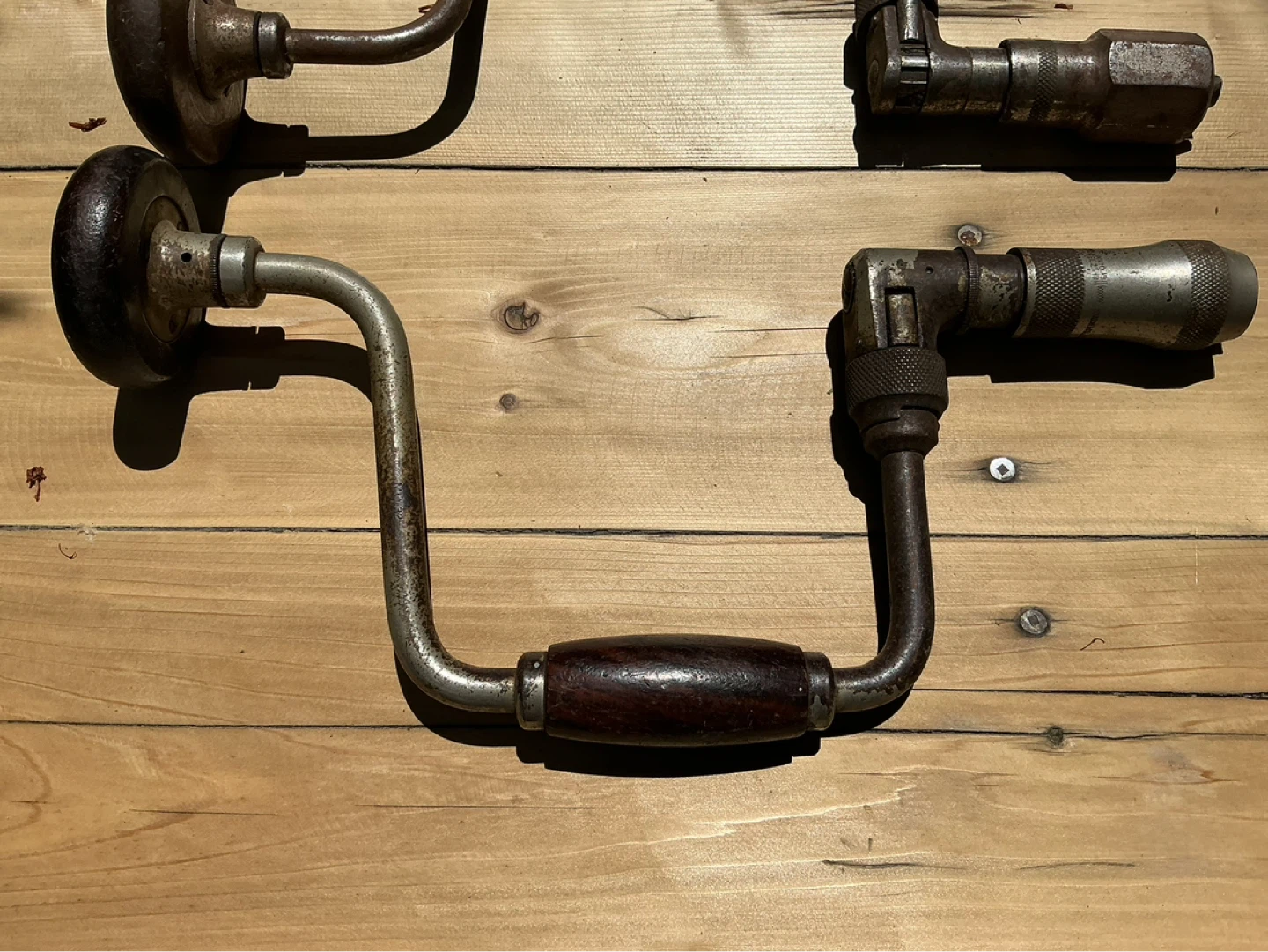 Two Vintage Hand Drill Bit Braces ! - photo 2