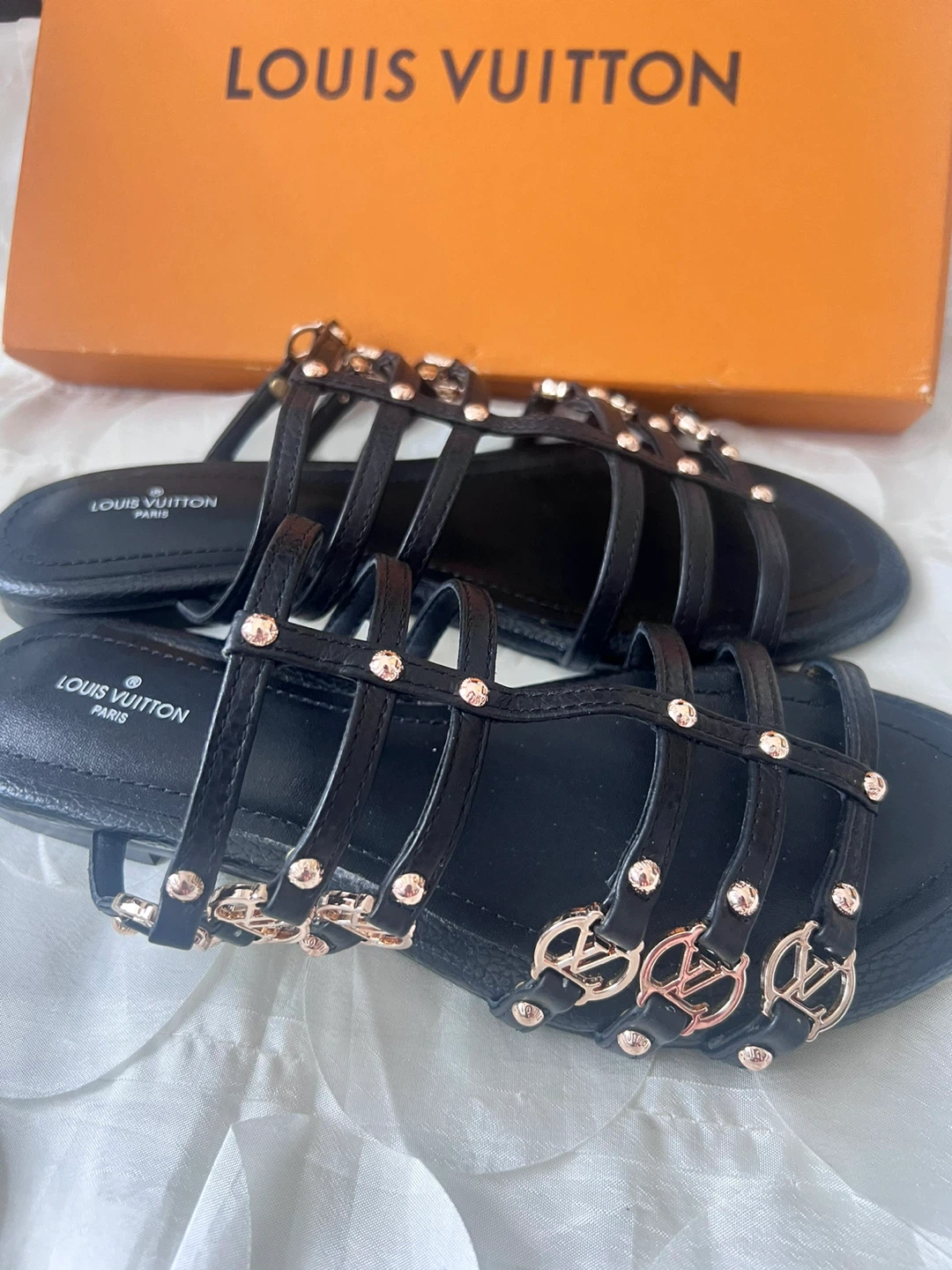 LV inspired Black Strappy Sandals - photo 2