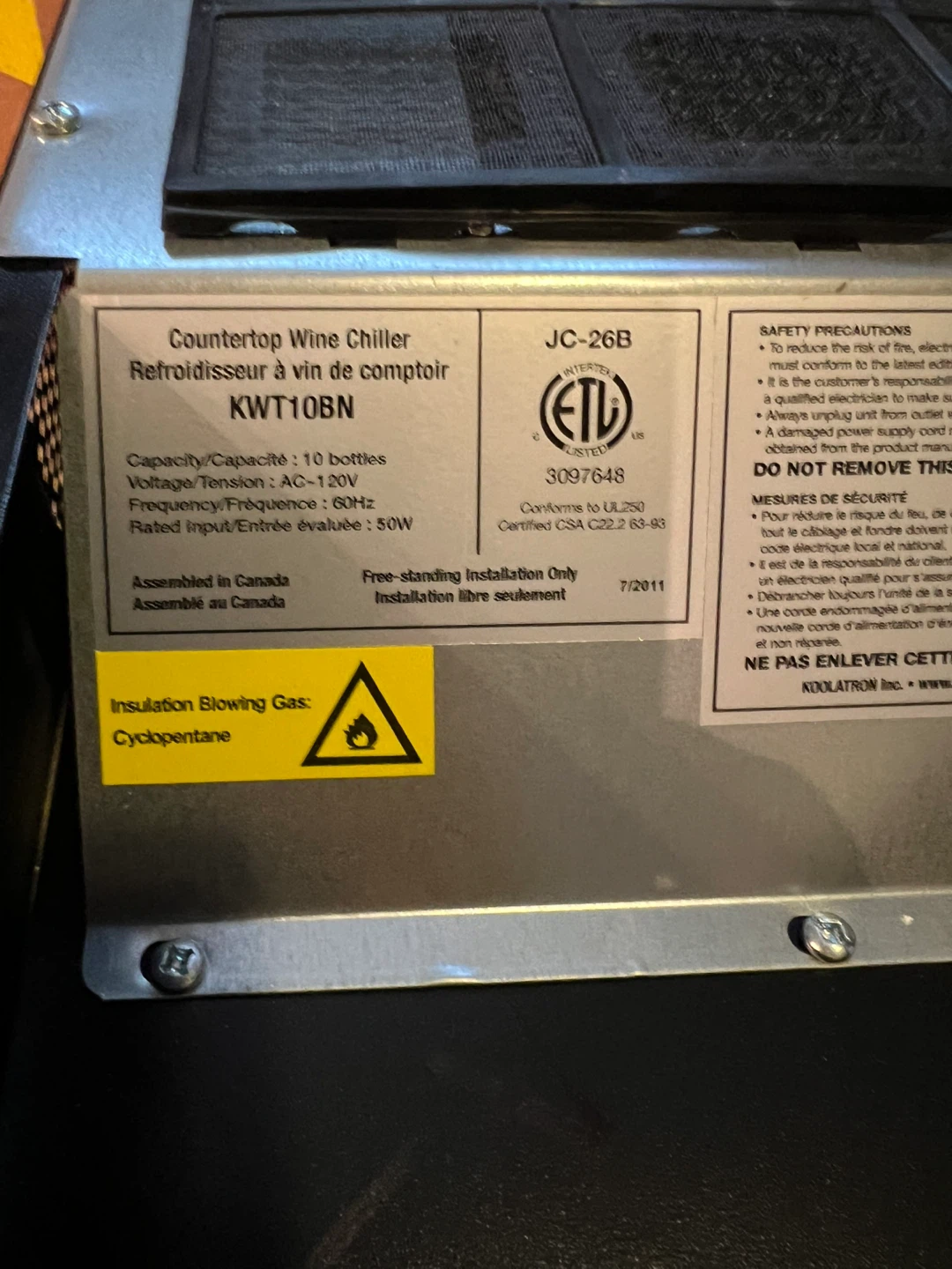 Koolatron KWT10BN Countertop Wine Chiller - photo 3