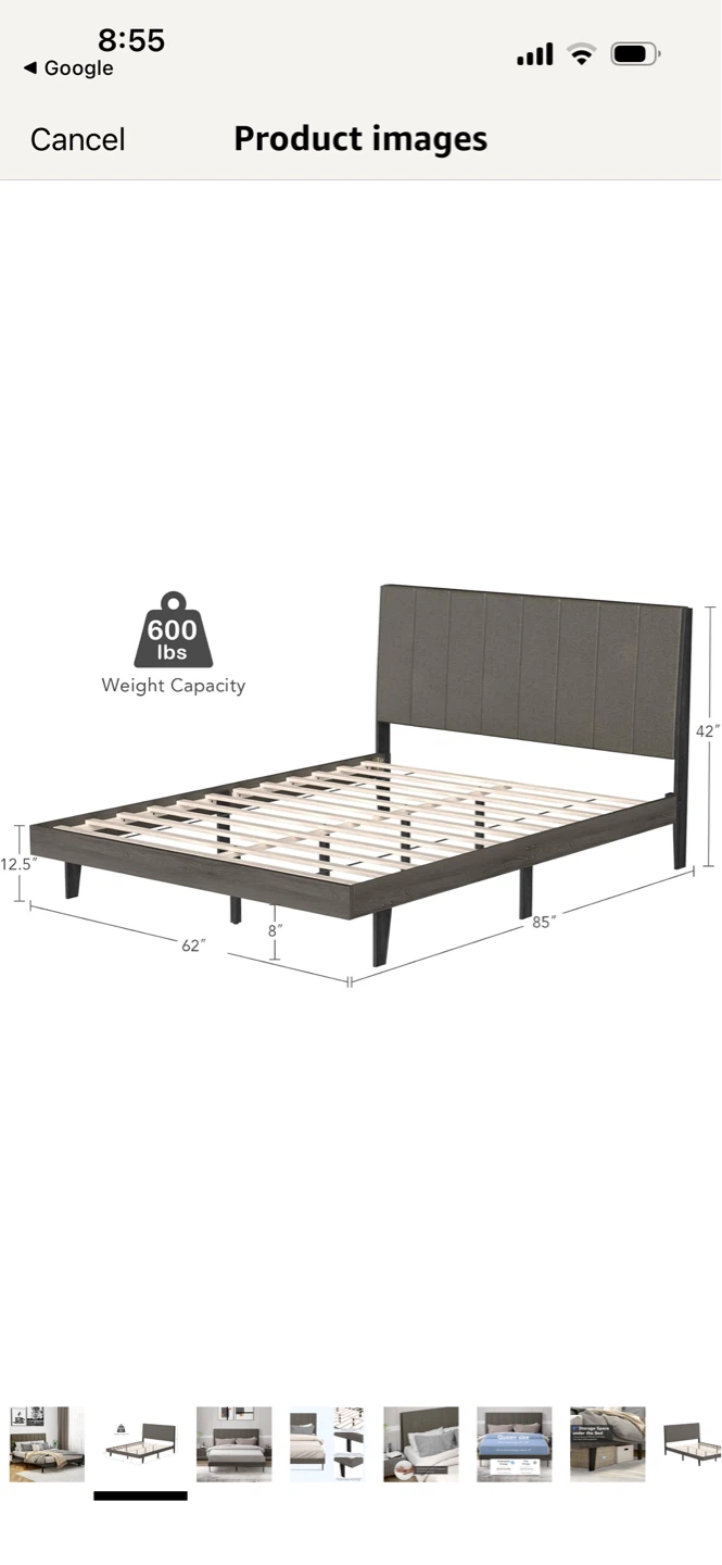 Queen bed frame and headboard - photo 4