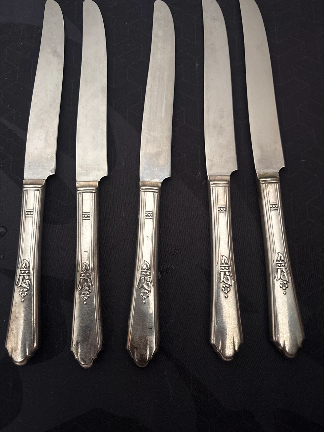 Vintage Set of 5 Silver Plated Table Knives - photo 3