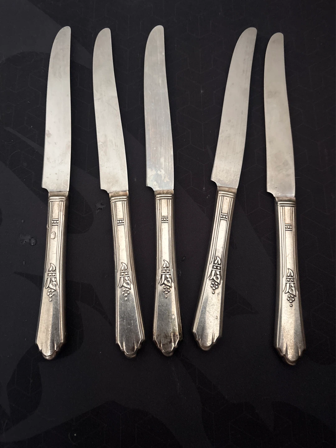 Vintage Set of 5 Silver Plated Table Knives - photo 4