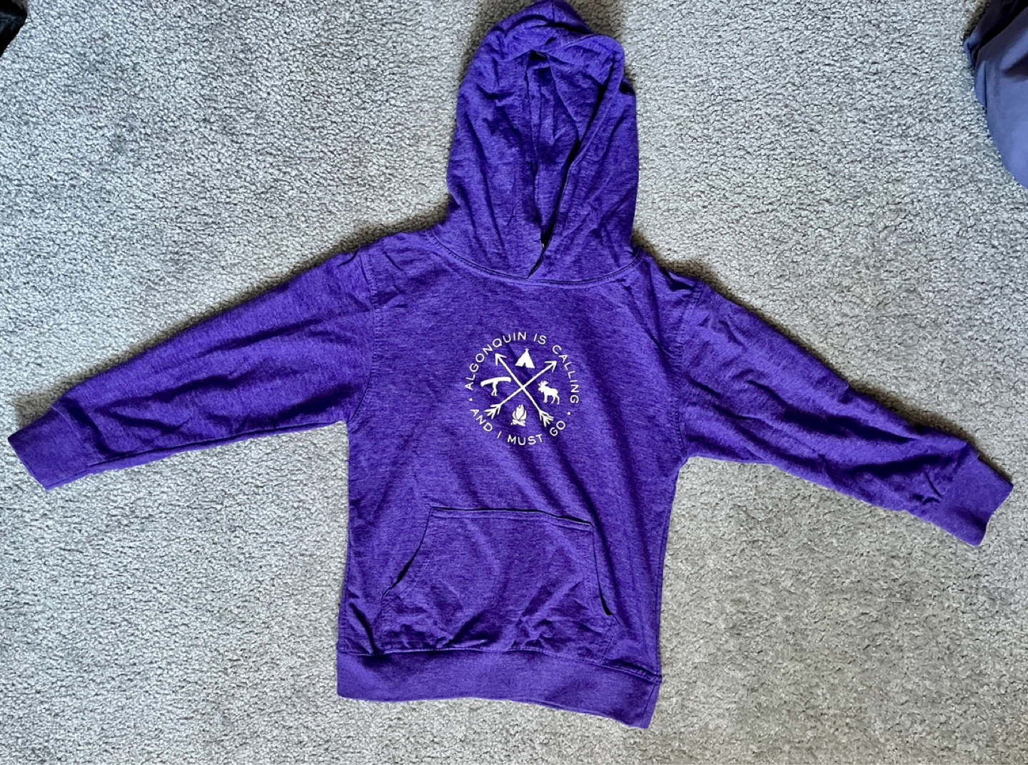 Used- Girls Purple Algonquin Camping Hoodie Size 10