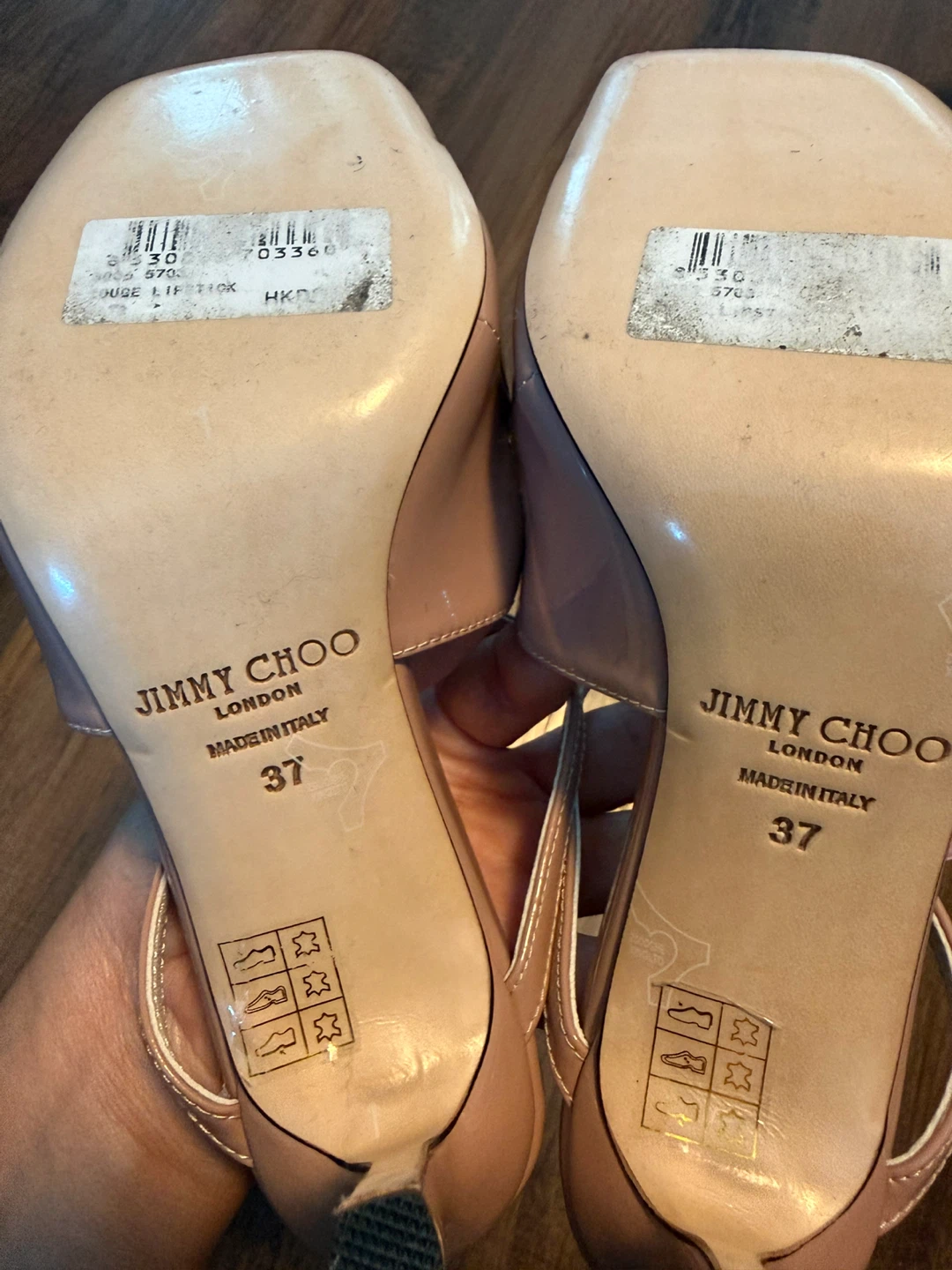 Jimmy Choo Pink Patent Leather Slingback Heels - Size 37 - photo 3