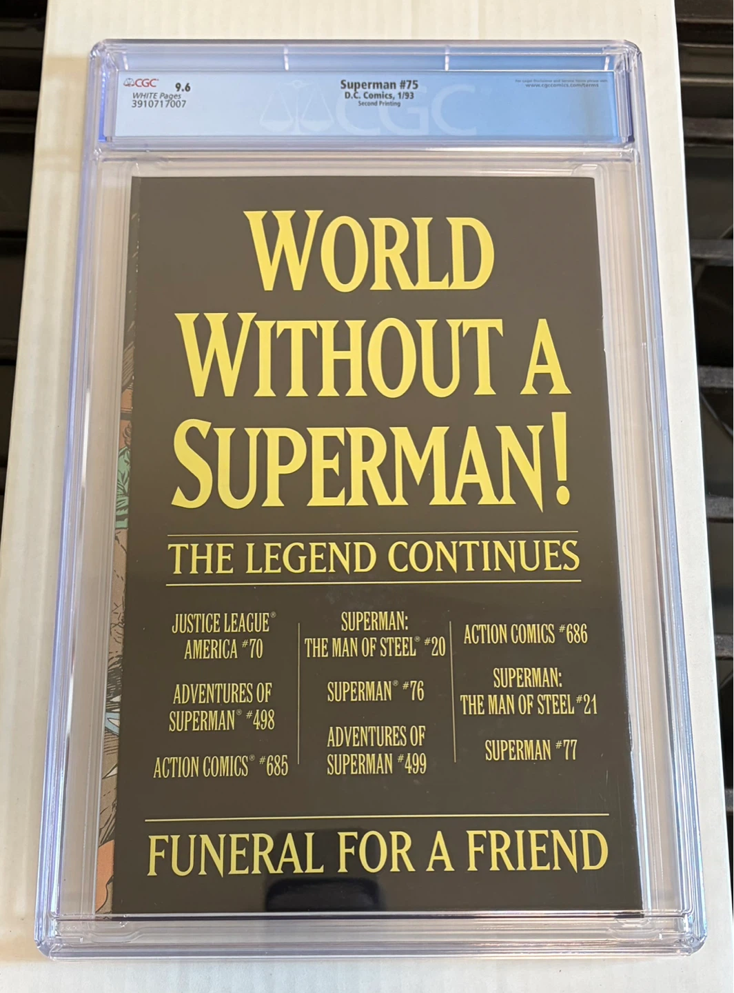 Superman #75 CGC 9.6 - The Death of Superman! Second Printing - photo 4