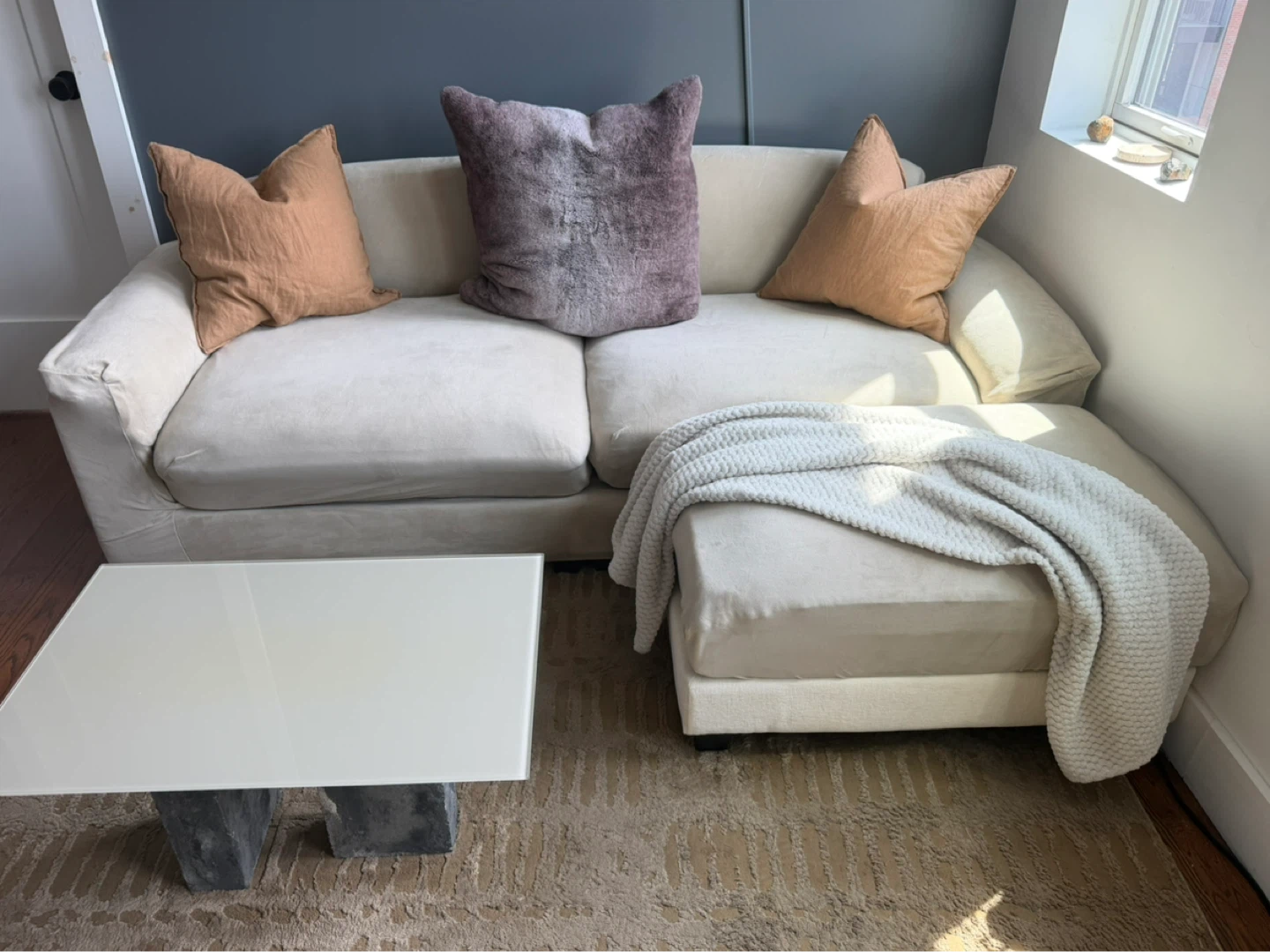 Beige Cloud Couch with Chaise Lounge - photo 2