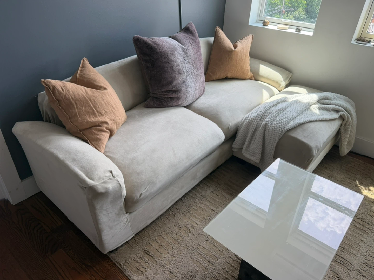 Beige Cloud Couch with Chaise Lounge - photo 3