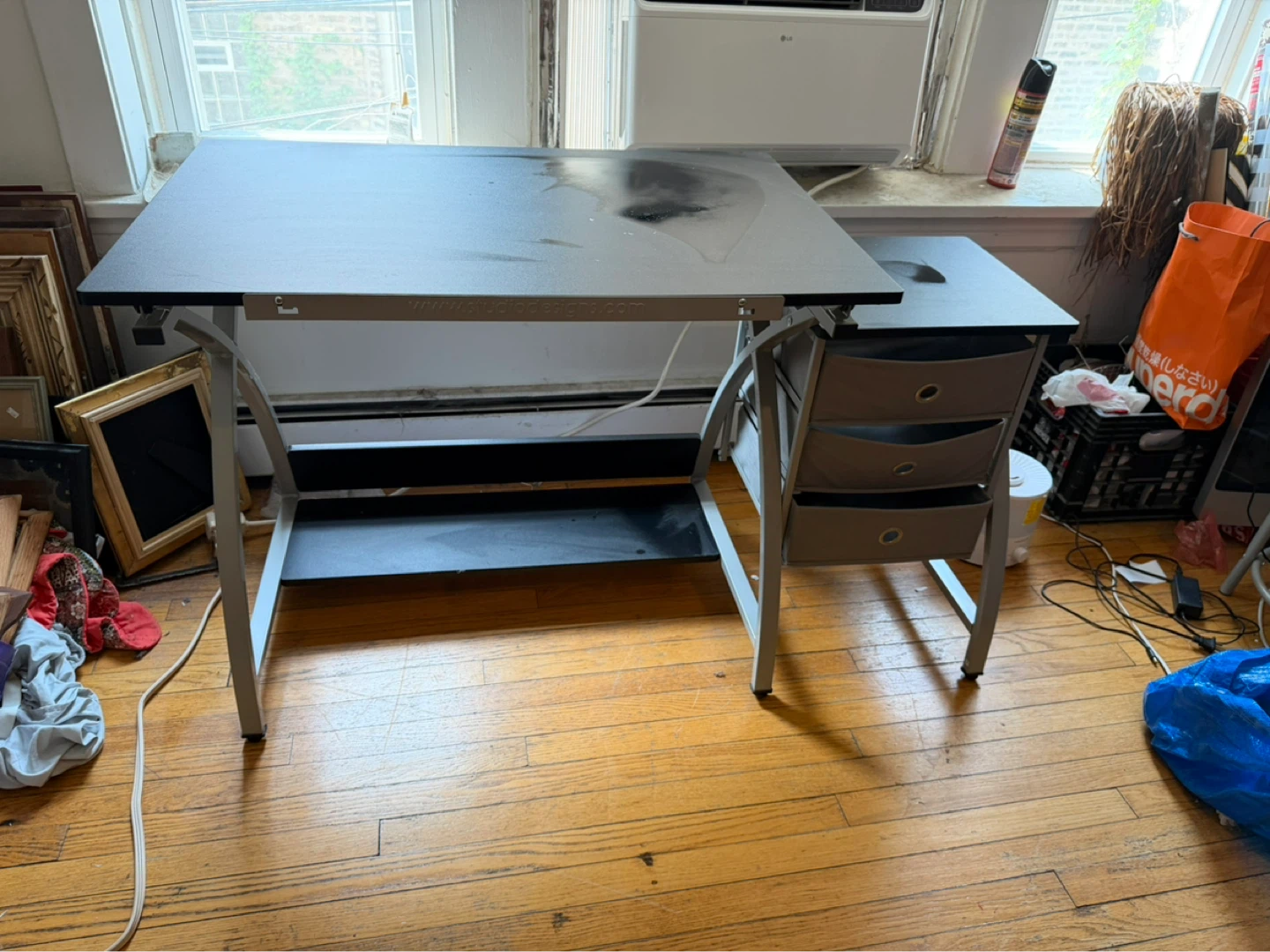 Adjustable Drafting Table with Drawers