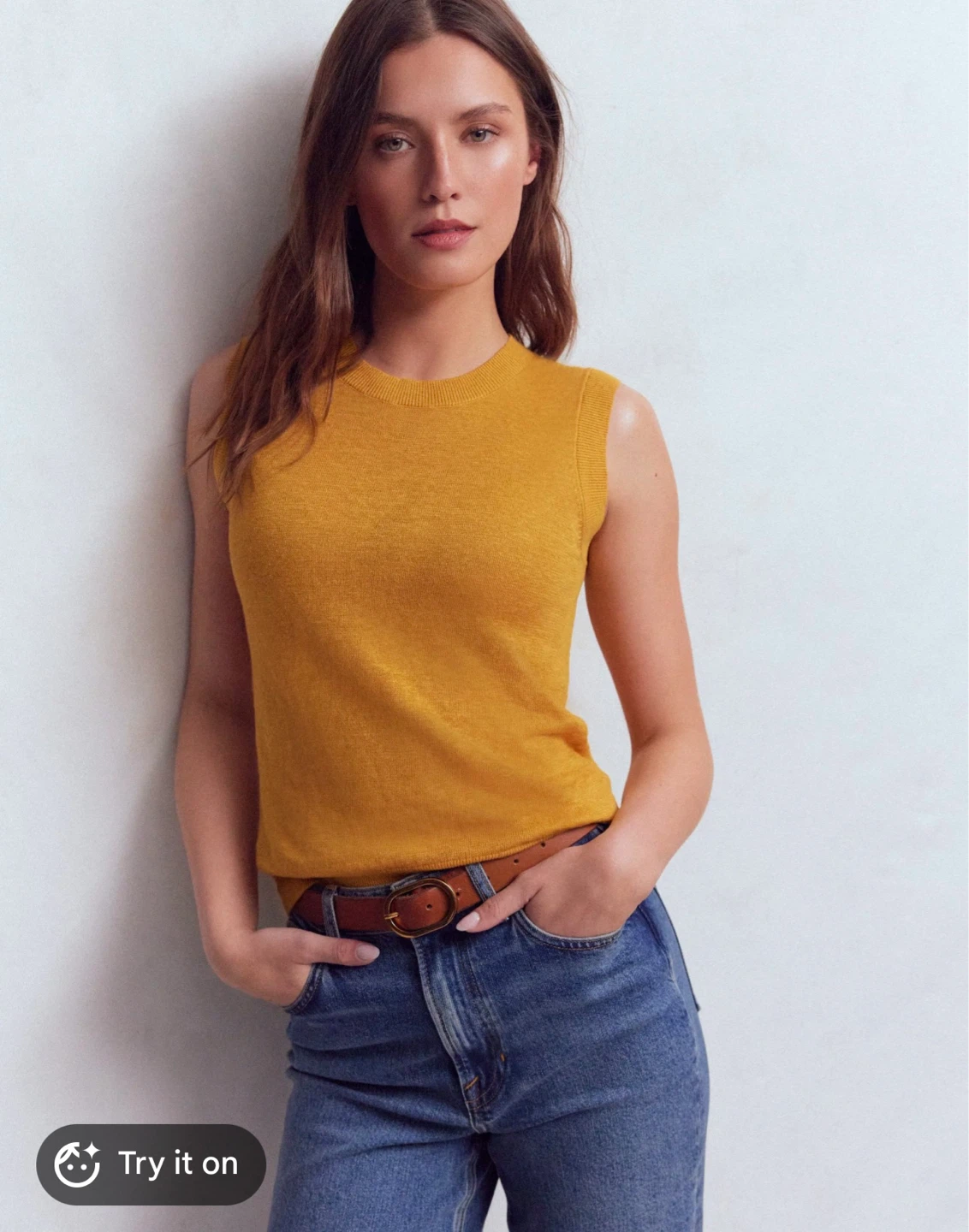 ZARA Sleeveless Knit Top Yellow Size M