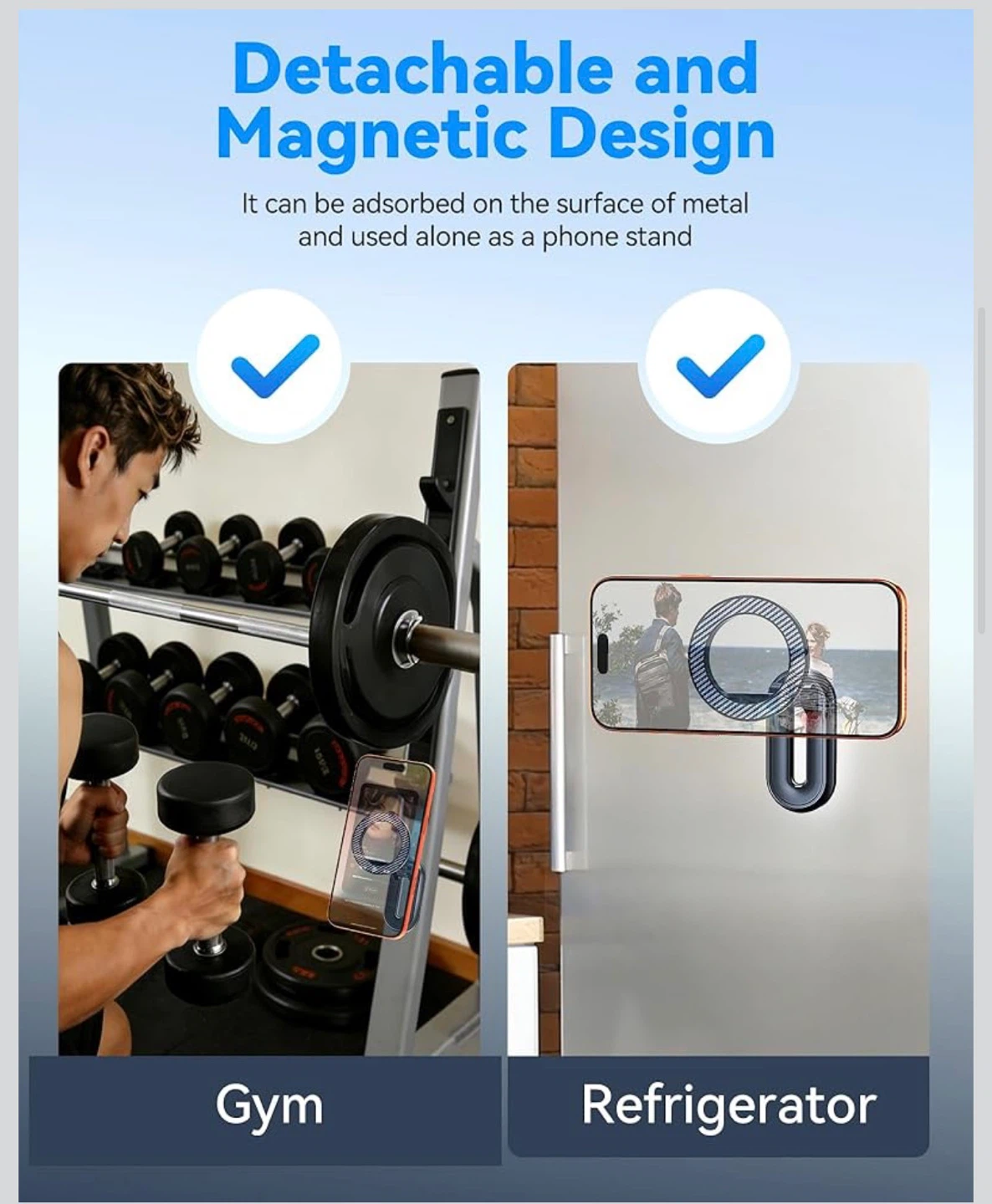 Magnetic Phone Mount Holder for Car, Gym, Fridge - photo 3