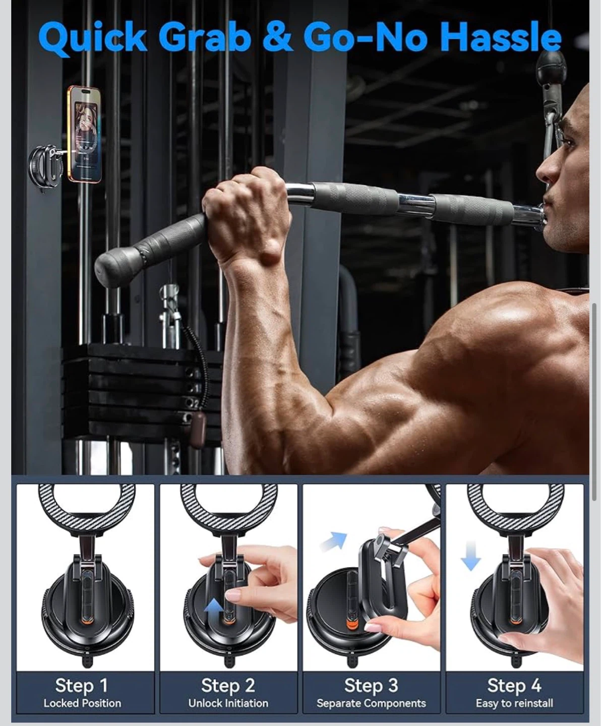 Magnetic Phone Mount Holder for Car, Gym, Fridge - photo 4
